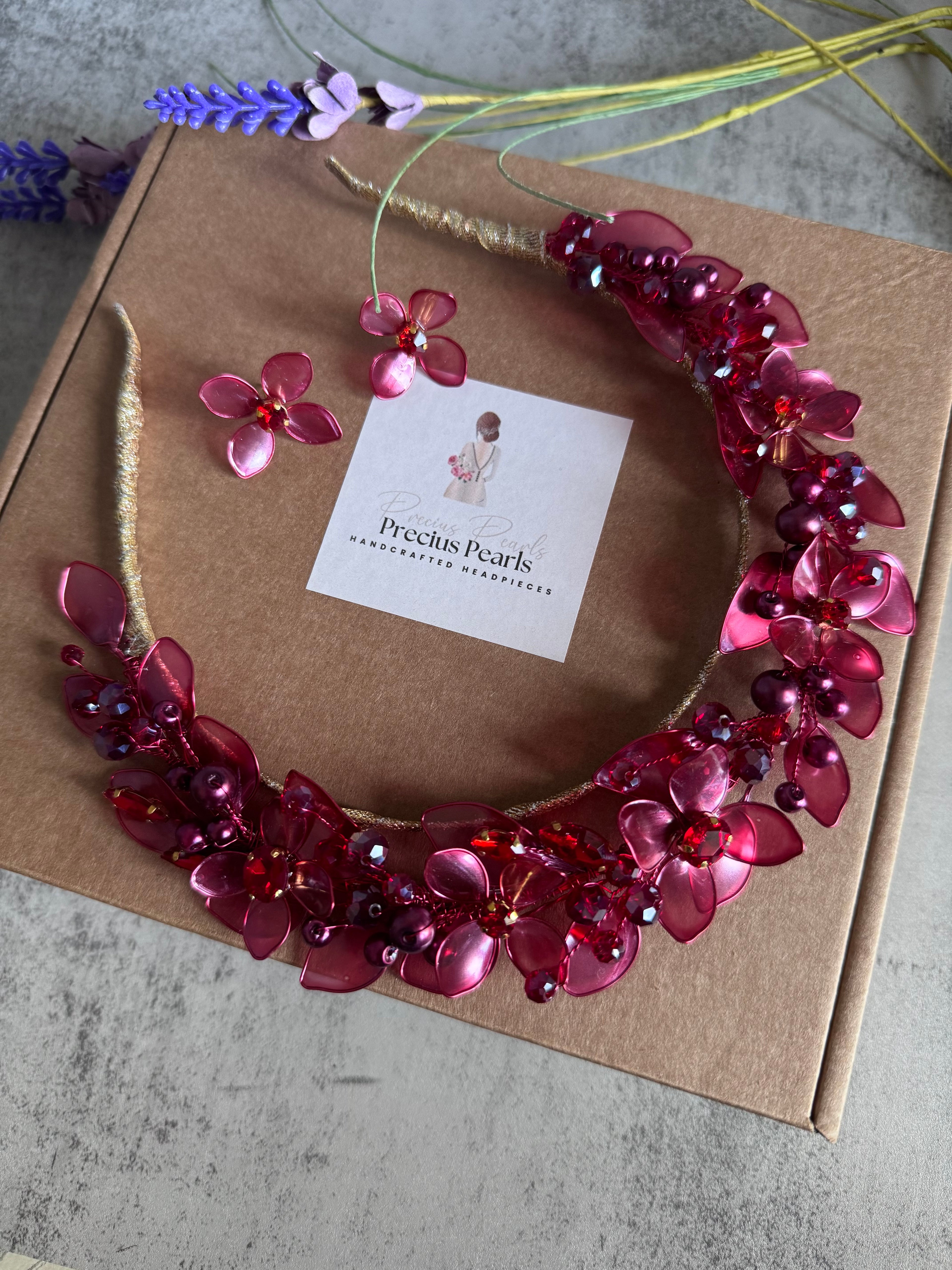 Burgundy Red Halo Burgundy Red Halo Precius pearls