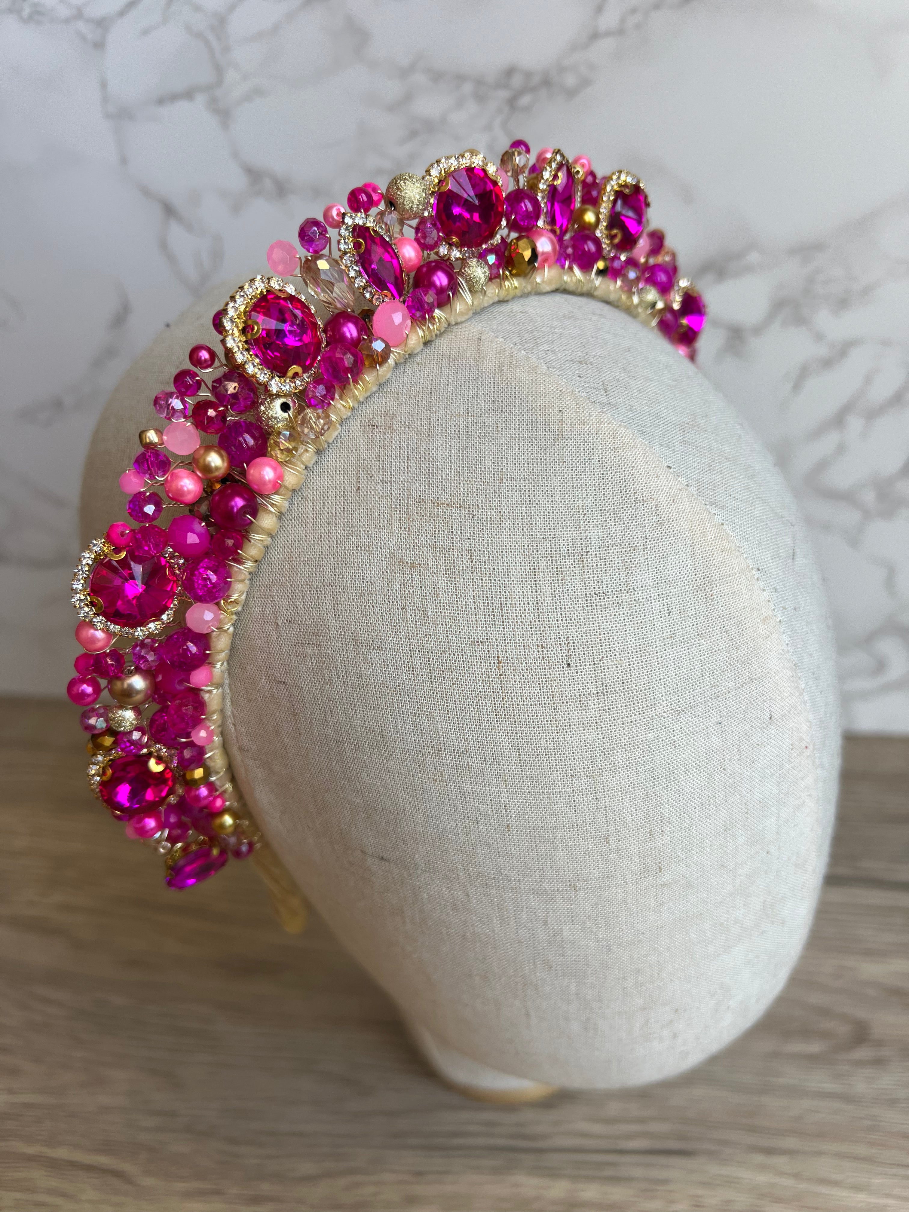 Fucshia Crystal Crown Fucshia Crystal Crown Precius pearls