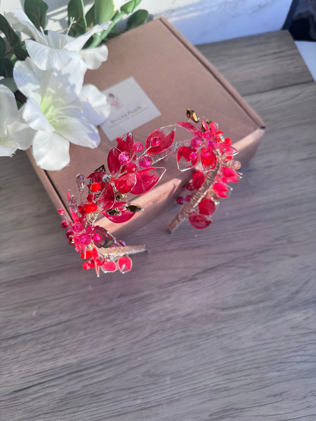 Fucshia and Red Fucshia and Red Precius pearls