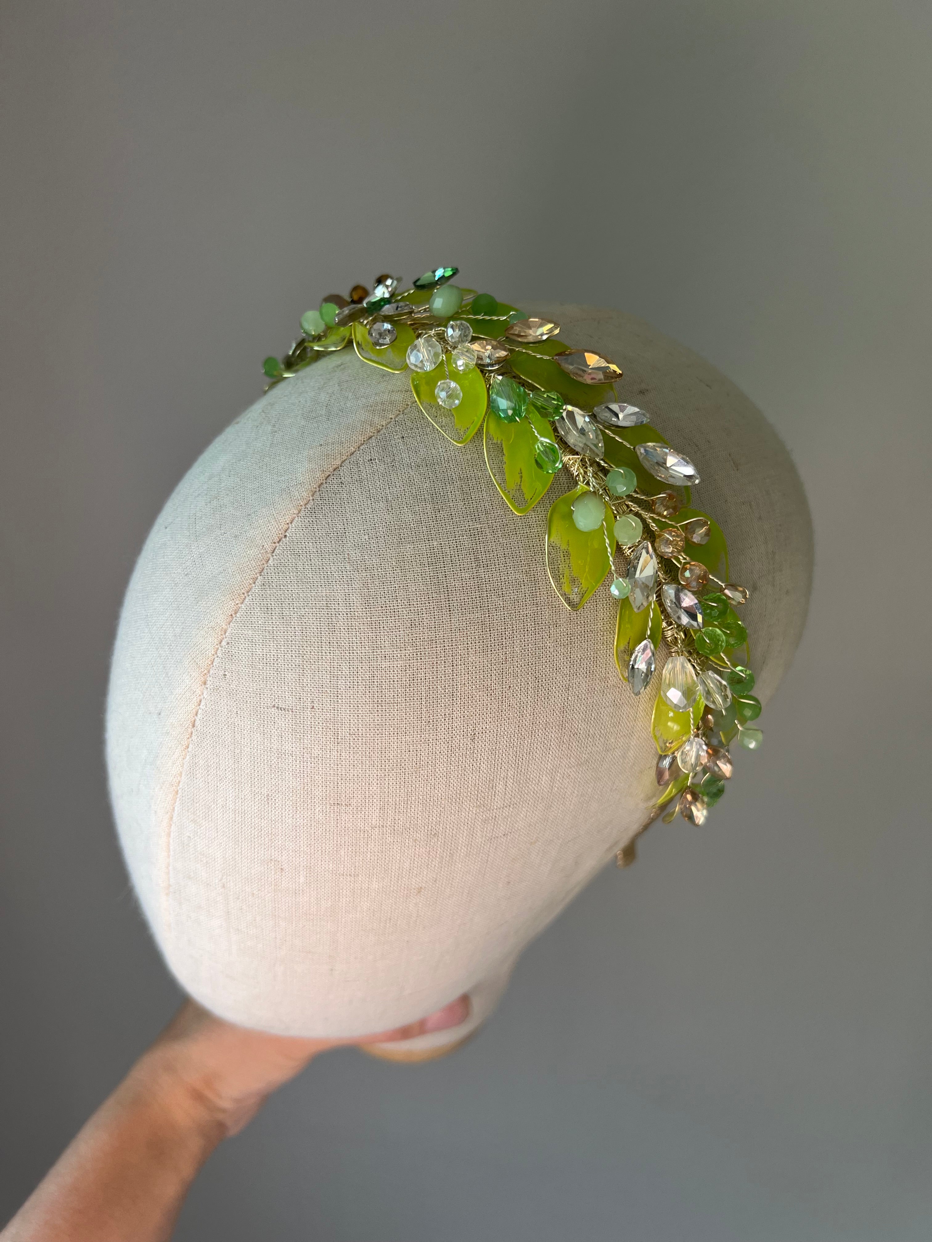 Low Lime leaf headpiece Low Lime leaf headpiece Precius pearls