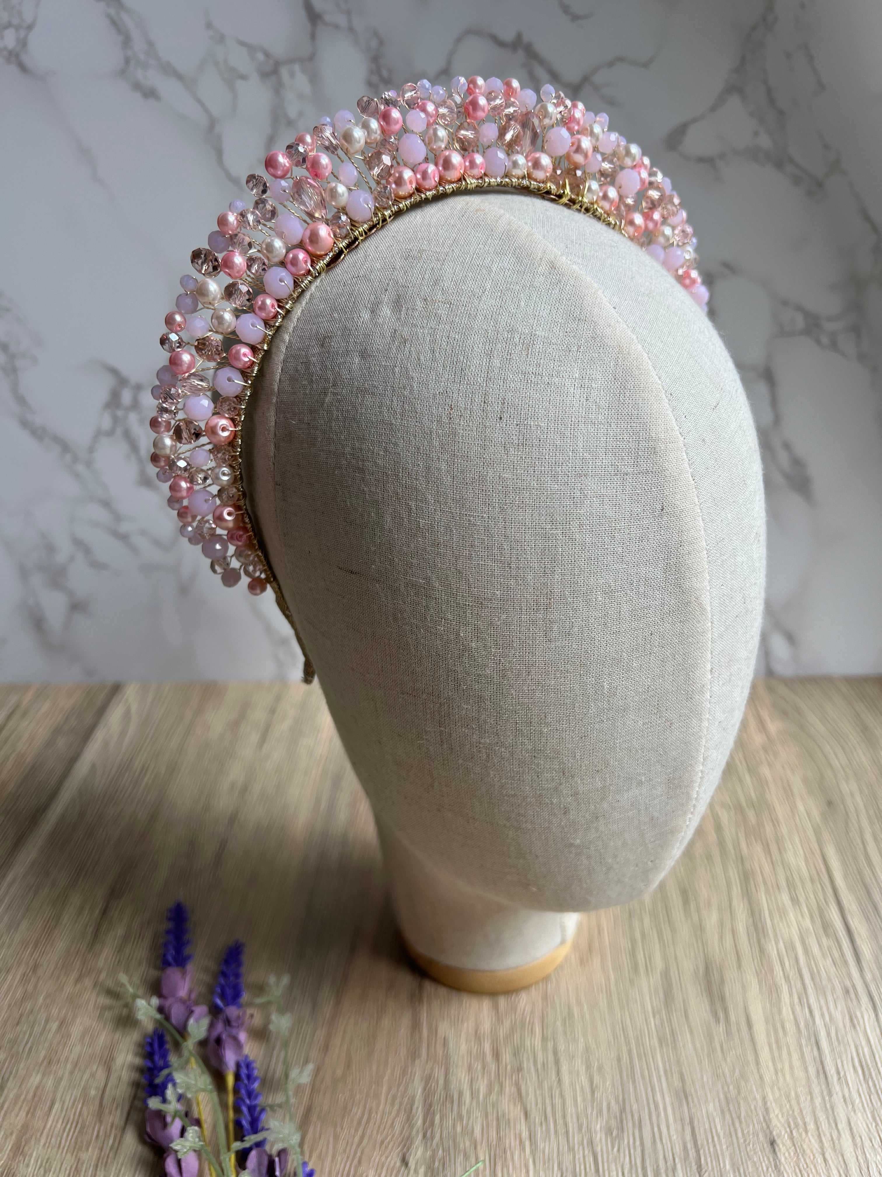 Pink Crystal Pearl crown Pink Crystal Pearl crown Precius pearls
