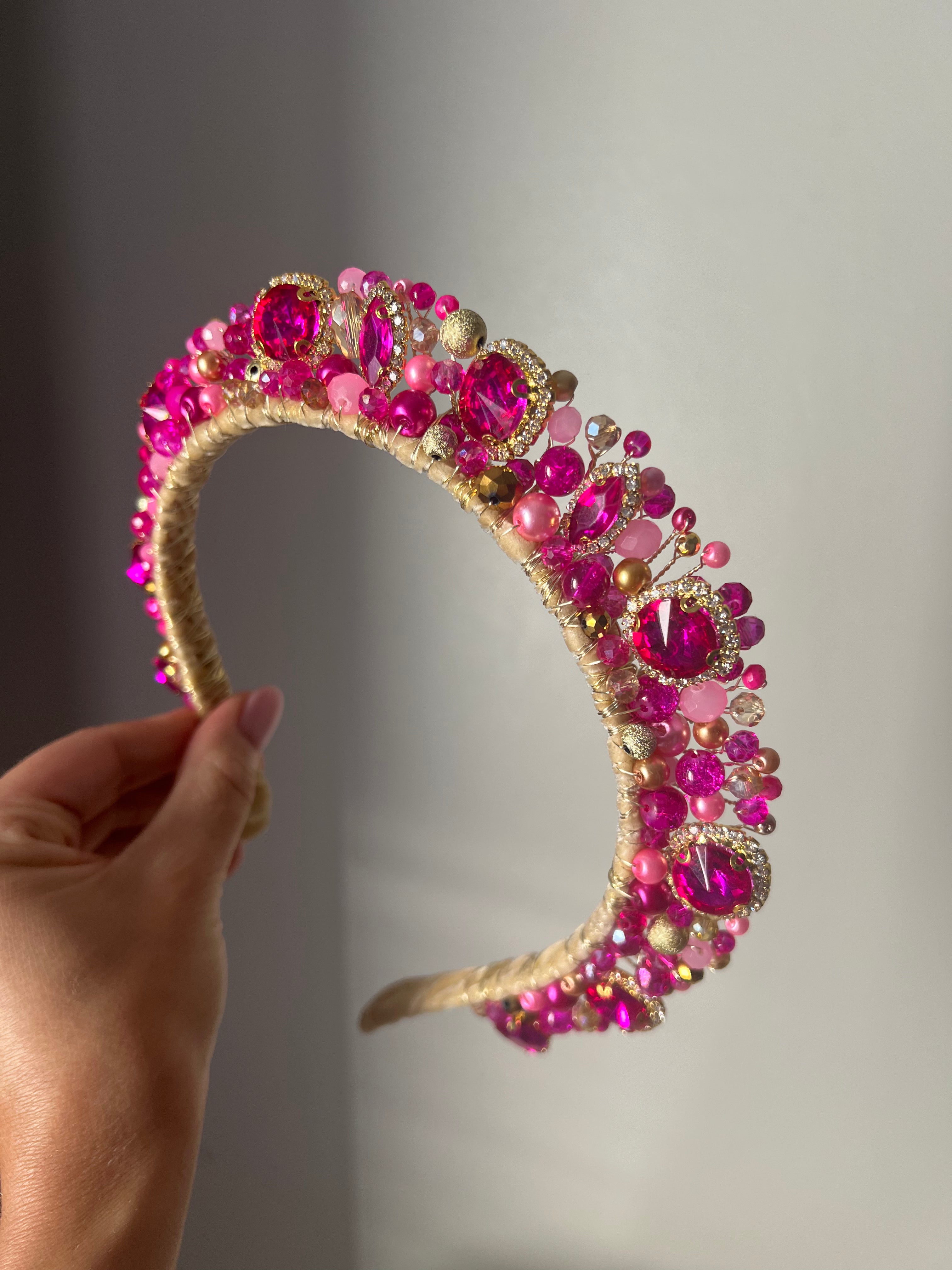 Fucshia Crystal Crown Fucshia Crystal Crown Precius pearls