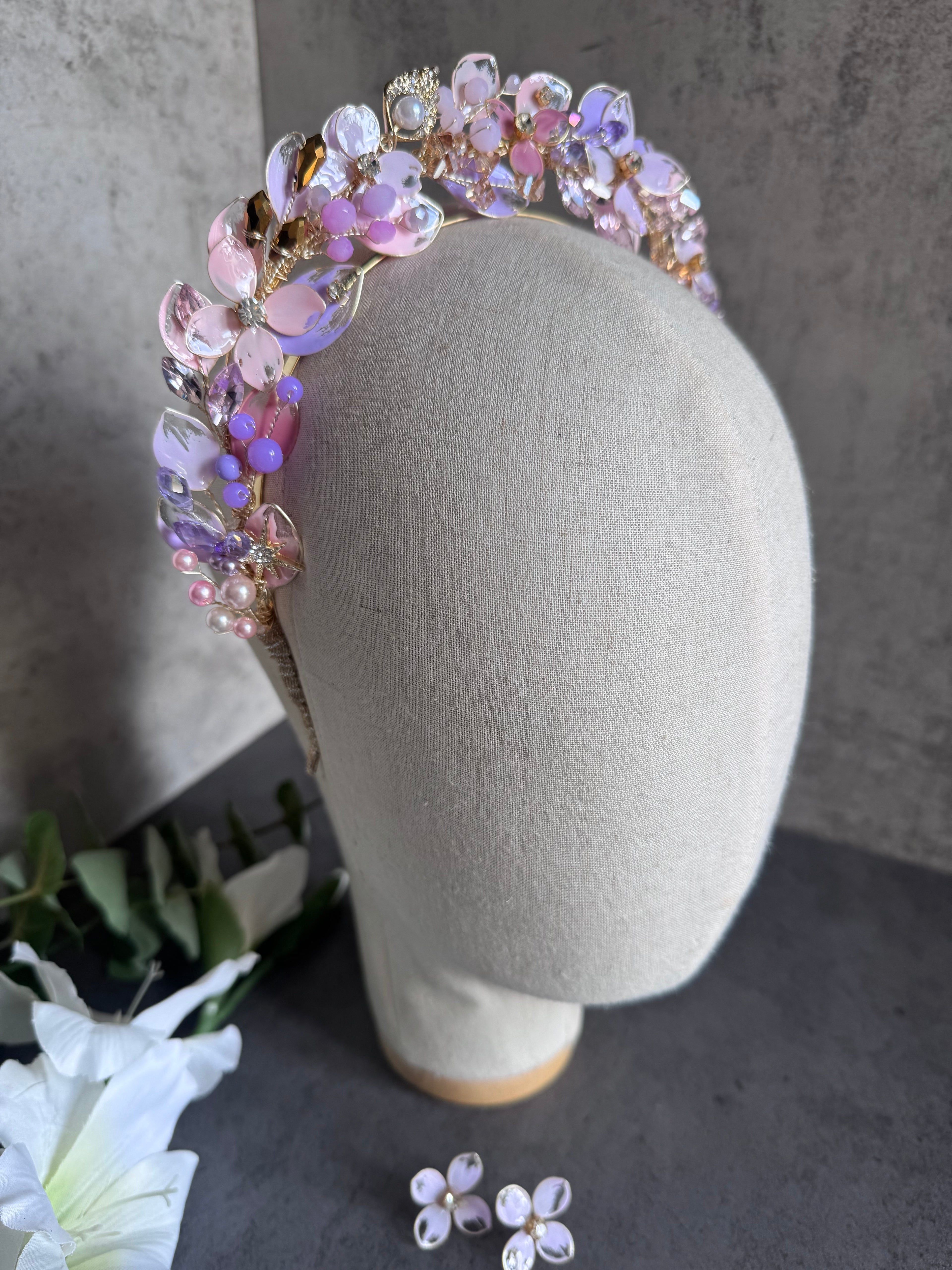 Lilac an Pink Wedding guest Crown