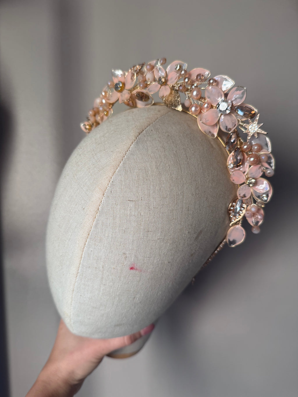 Pink Beige and Gold headpiece Pink Beige and Gold headpiece Precius pearls
