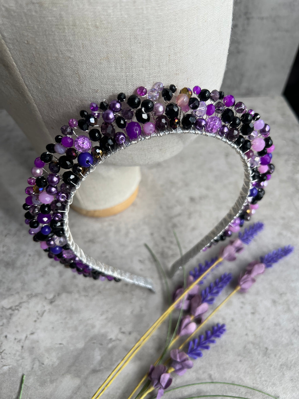 Black and Purple headpiece Black and Purple headpiece Precius pearls