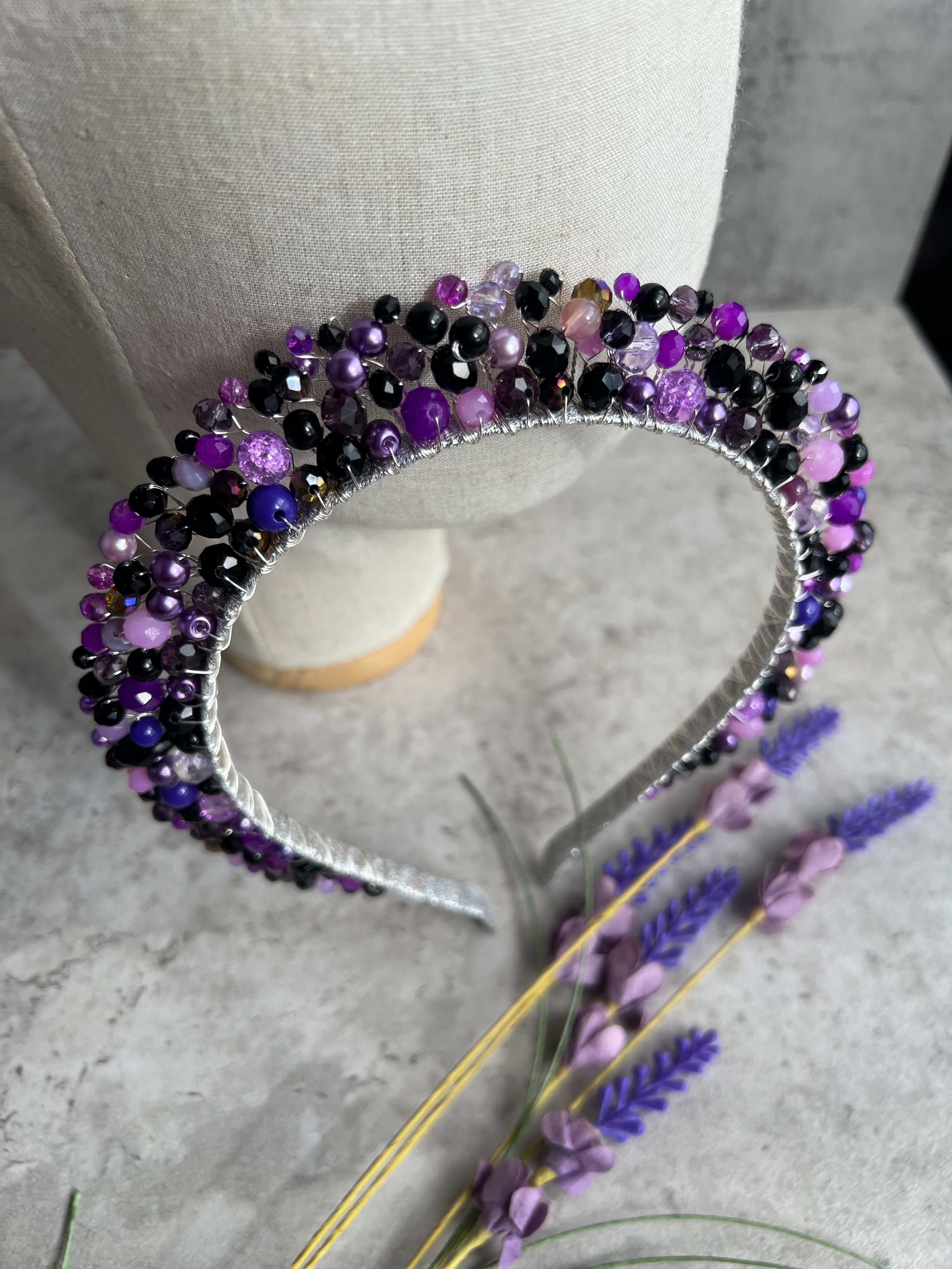 Black and Purple headpiece Black and Purple headpiece Precius pearls
