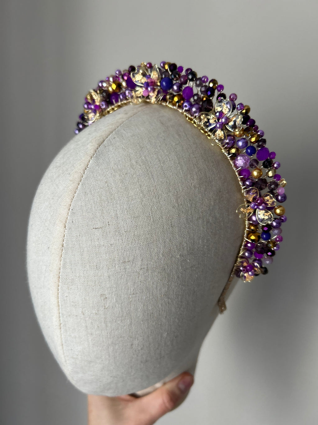 Stunning Purple and Gold flora crown Stunning Purple and Gold flora crown Precius pearls