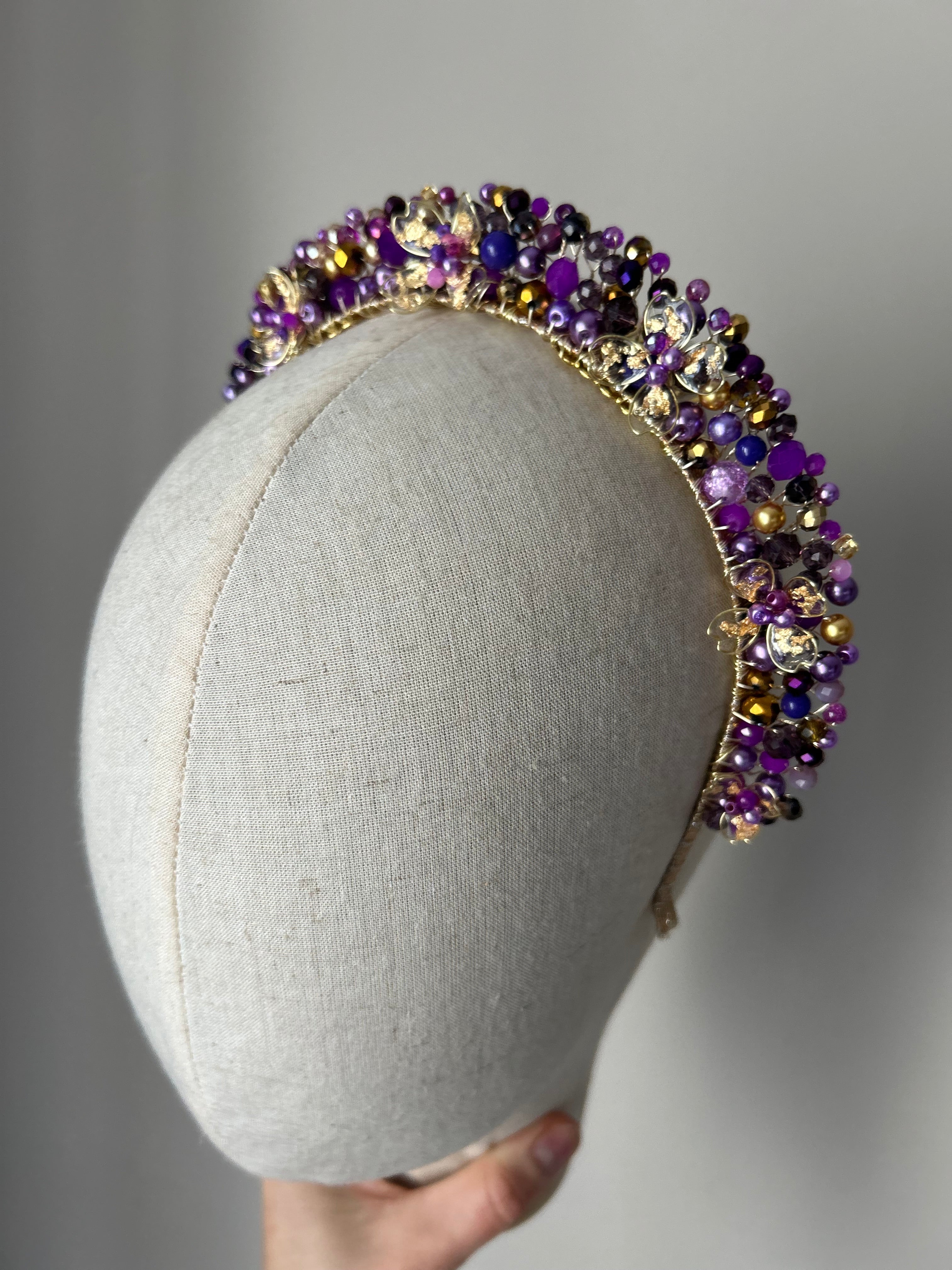 Stunning Purple and Gold flora crown Stunning Purple and Gold flora crown Precius pearls
