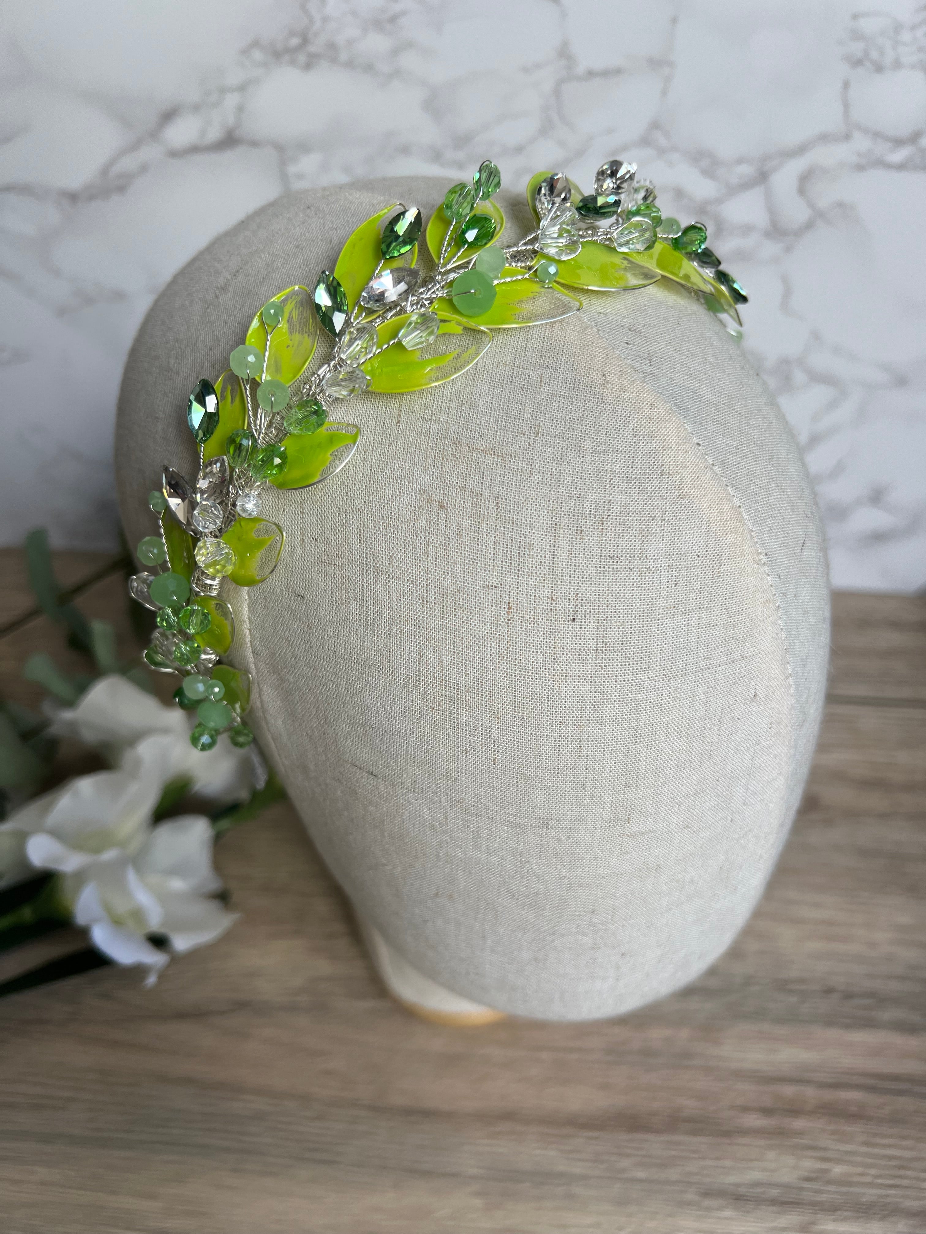 Low Lime leaf headpiece Low Lime leaf headpiece Precius pearls