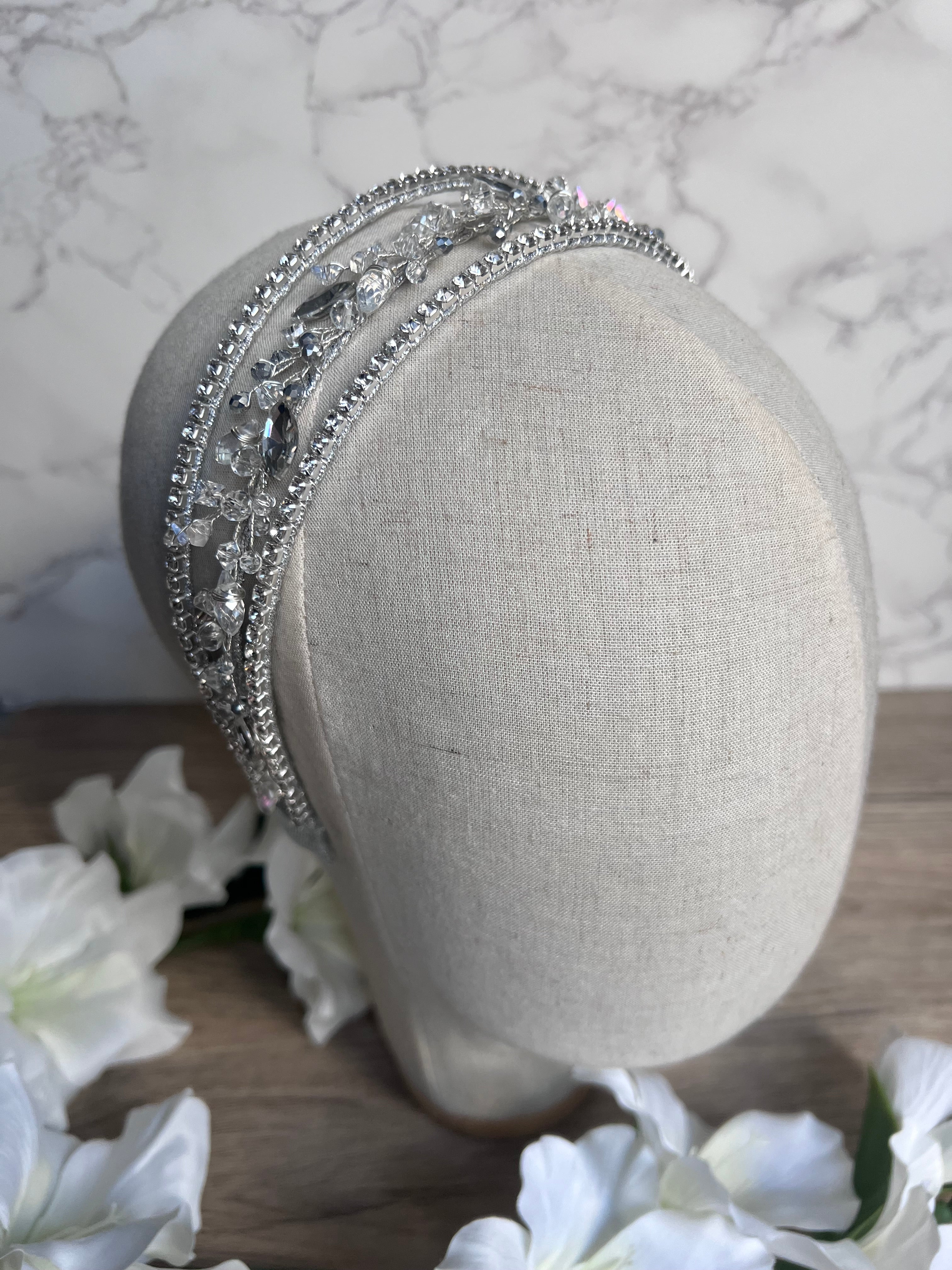 Crystal and Rhinestone white headband Crystal and Rhinestone white headband Precius pearls
