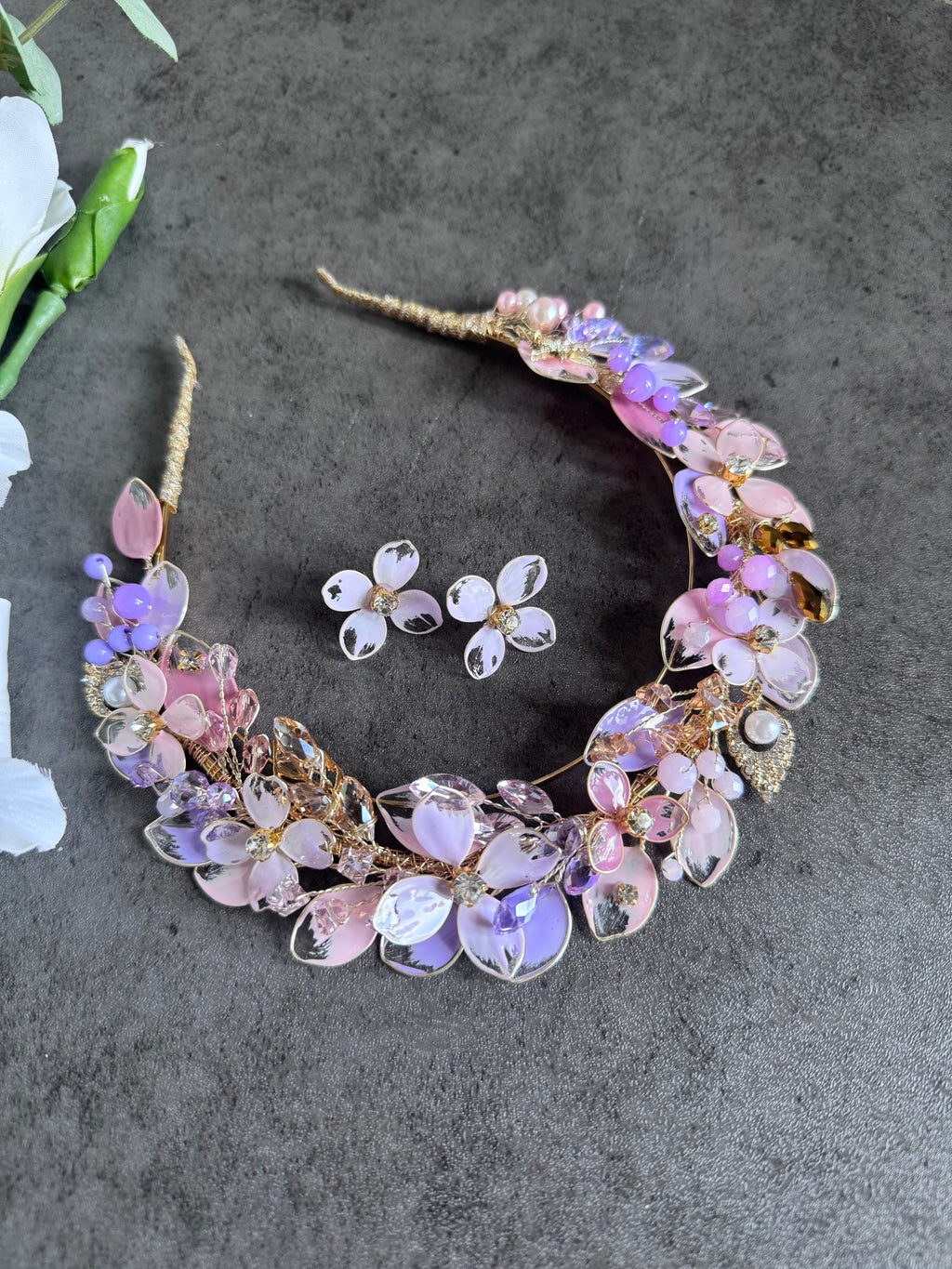 Lilac an Pink Wedding guest Crown