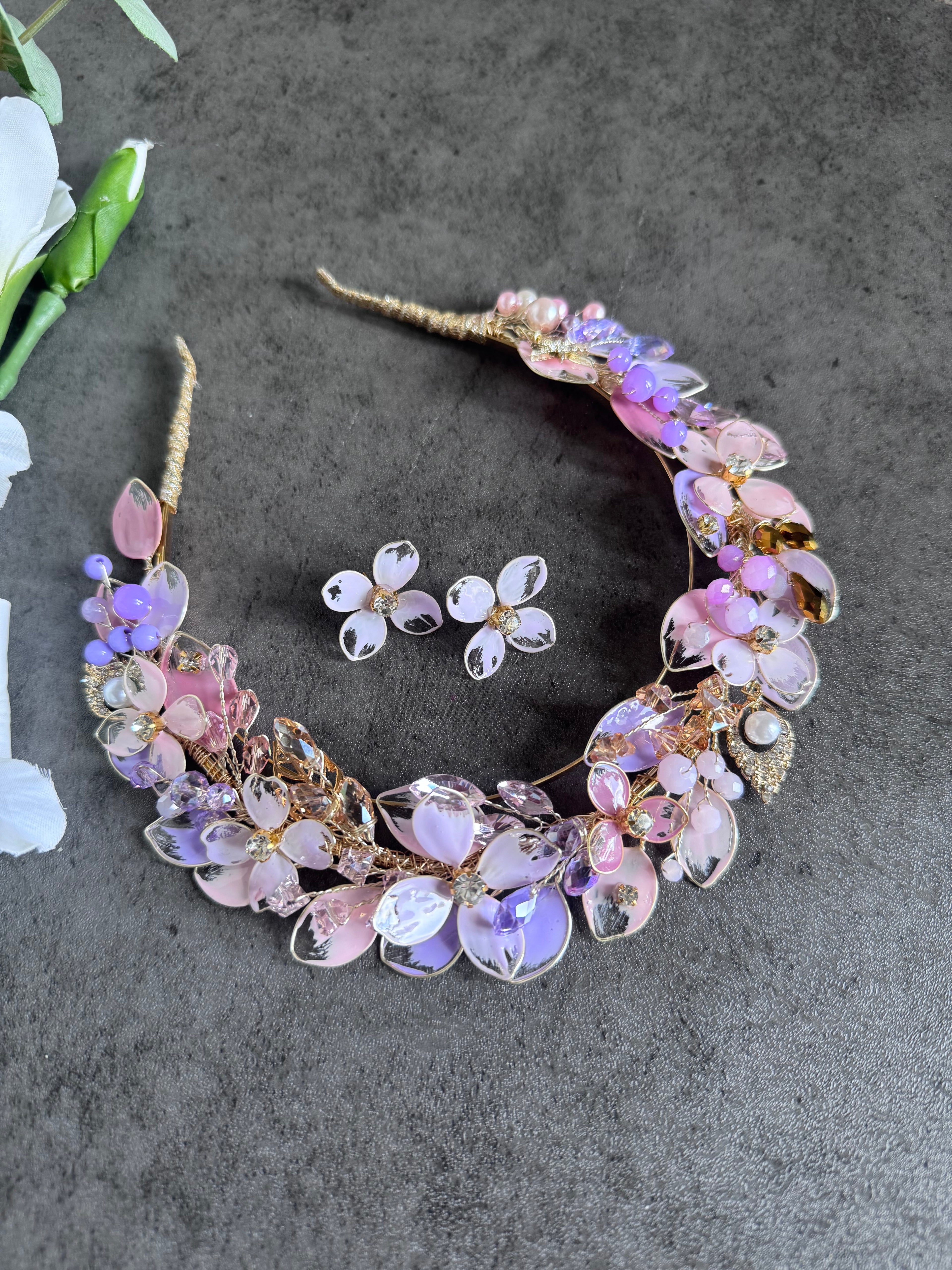Lilac an Pink Wedding guest Crown