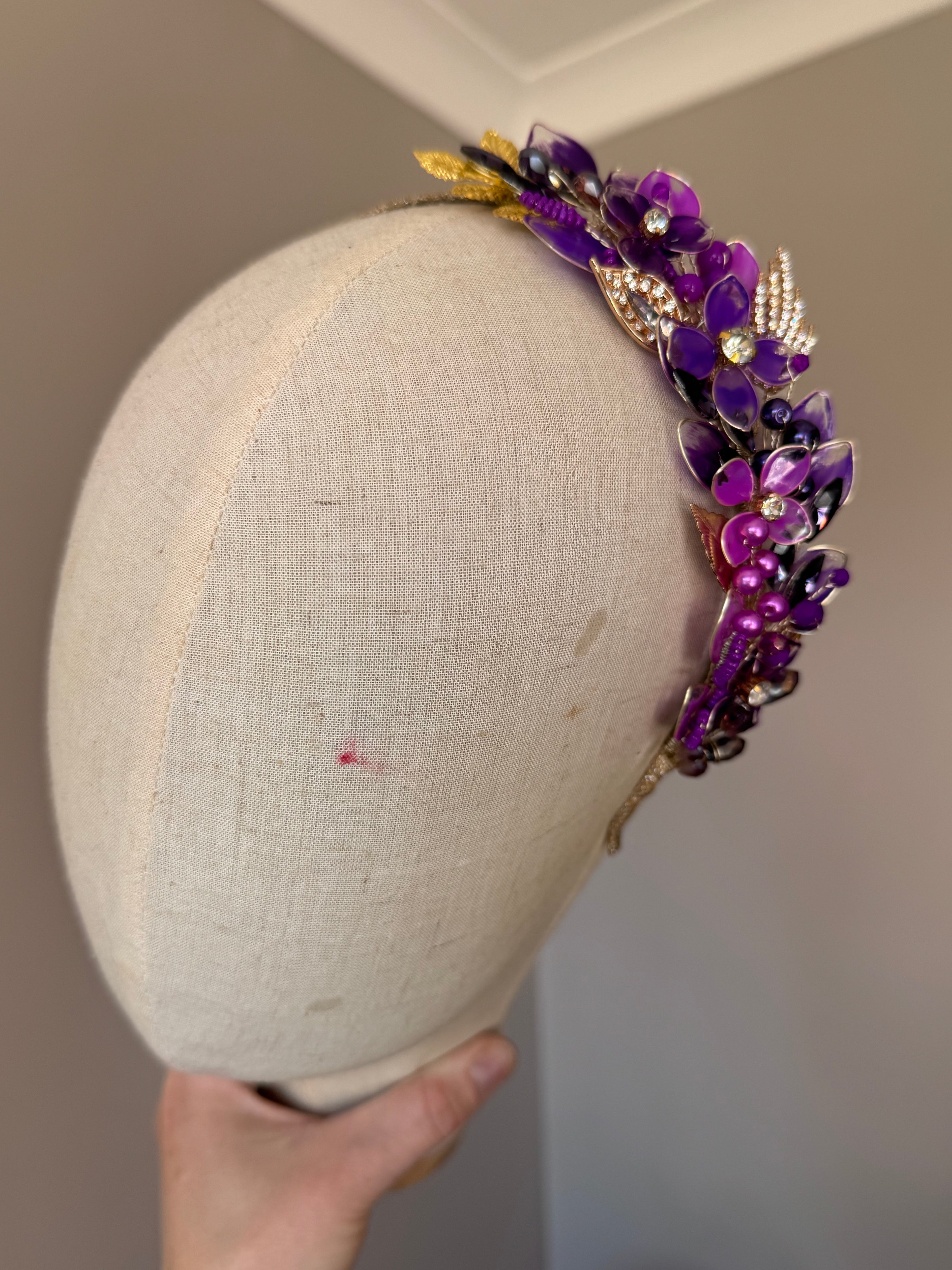 Purple side headpiece Purple side headpiece Precius pearls