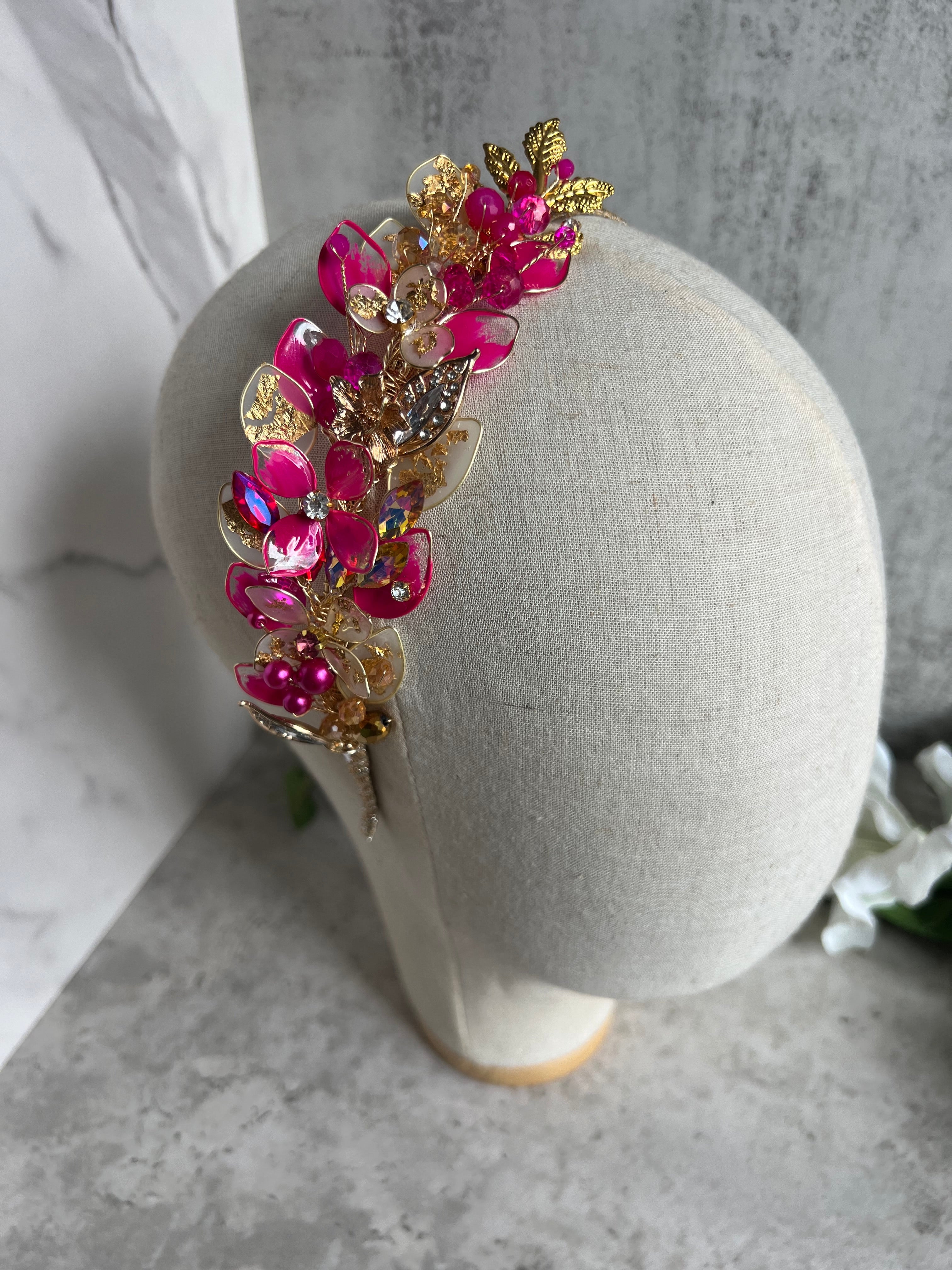 Fucshia and Gold Fucshia and Gold Precius pearls