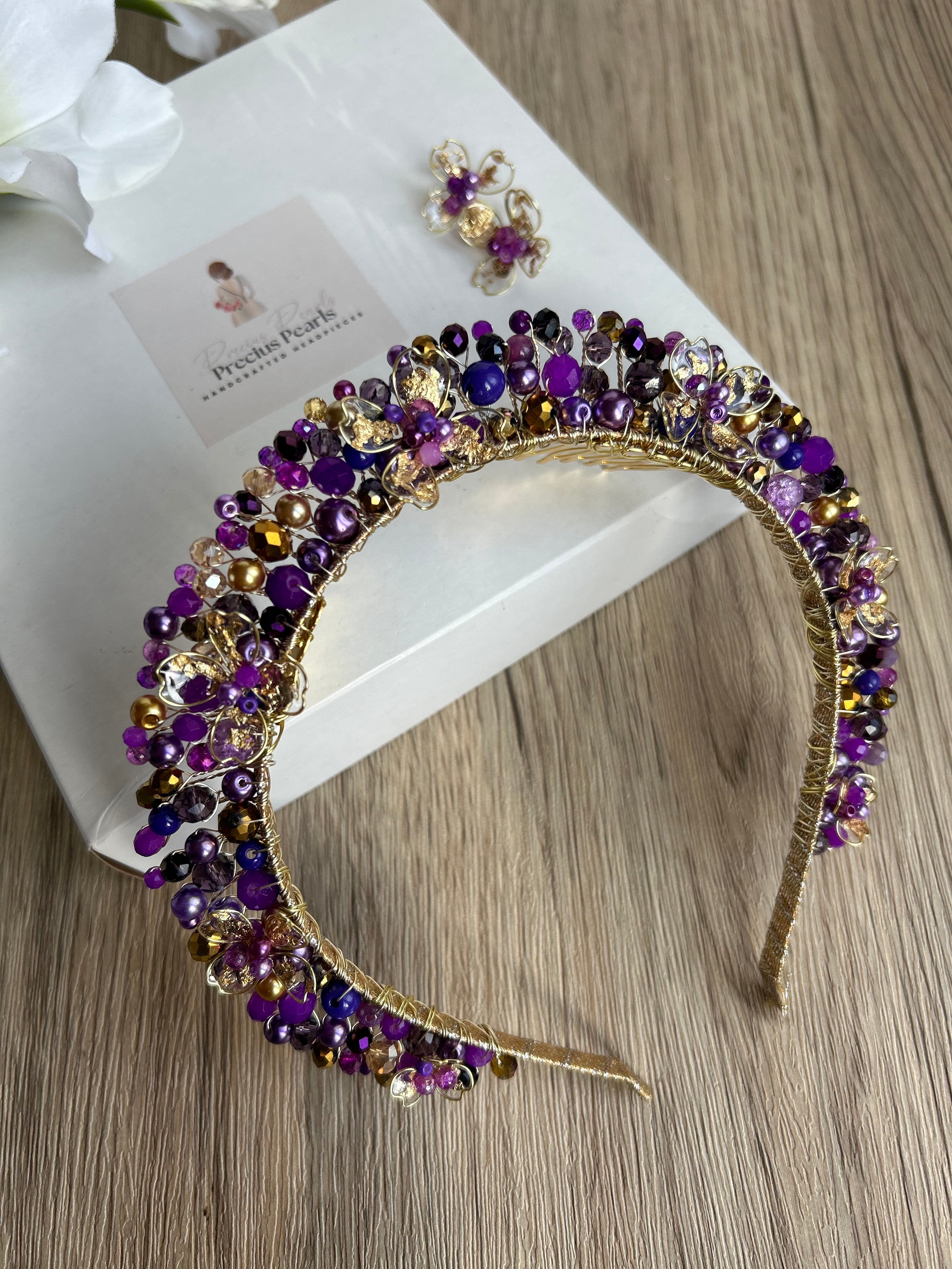 Stunning Purple and Gold flora crown Stunning Purple and Gold flora crown Precius pearls