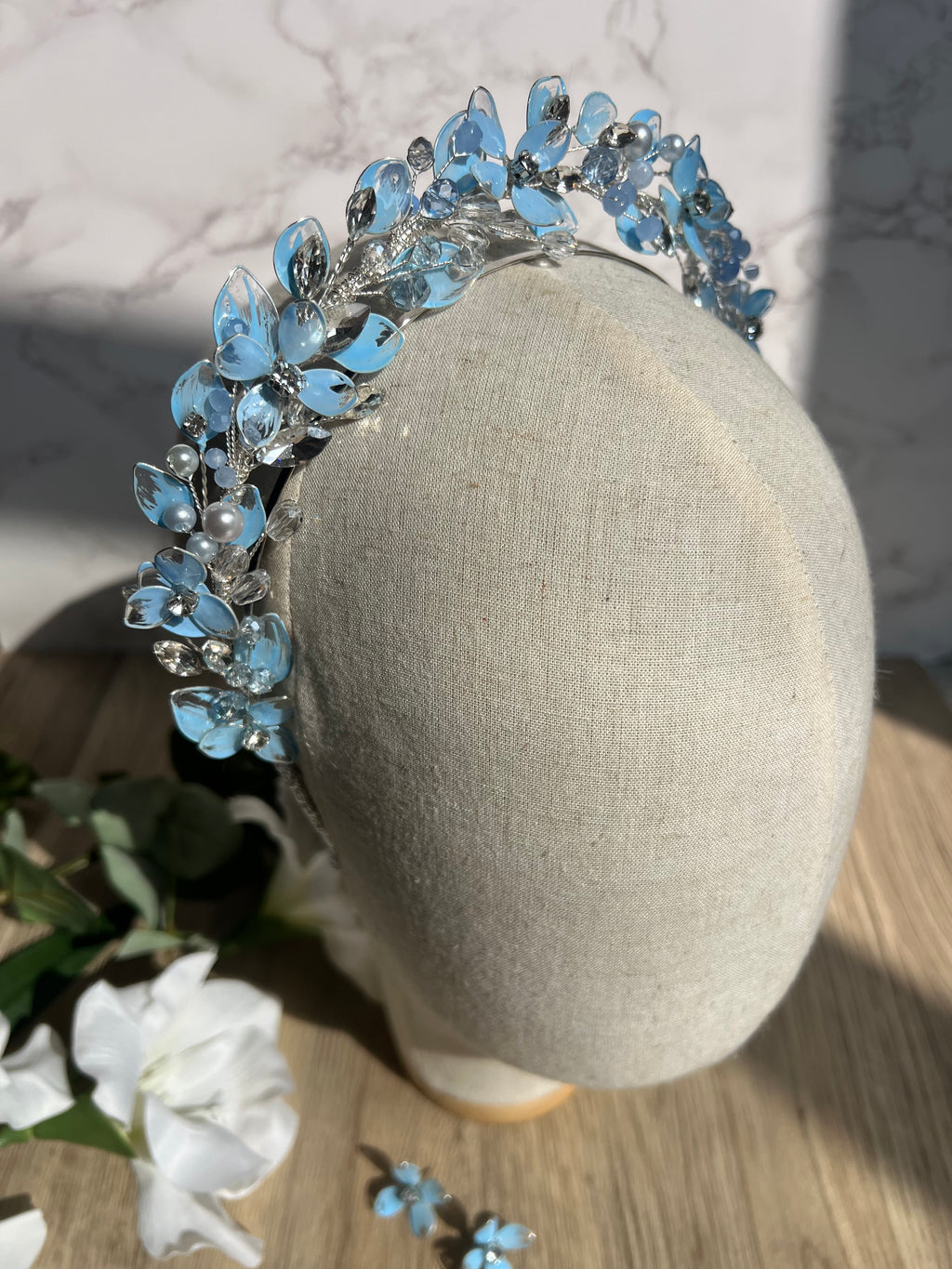 Light Blue  wedding guest headpiece. Light Blue  wedding guest headpiece. Precius pearls