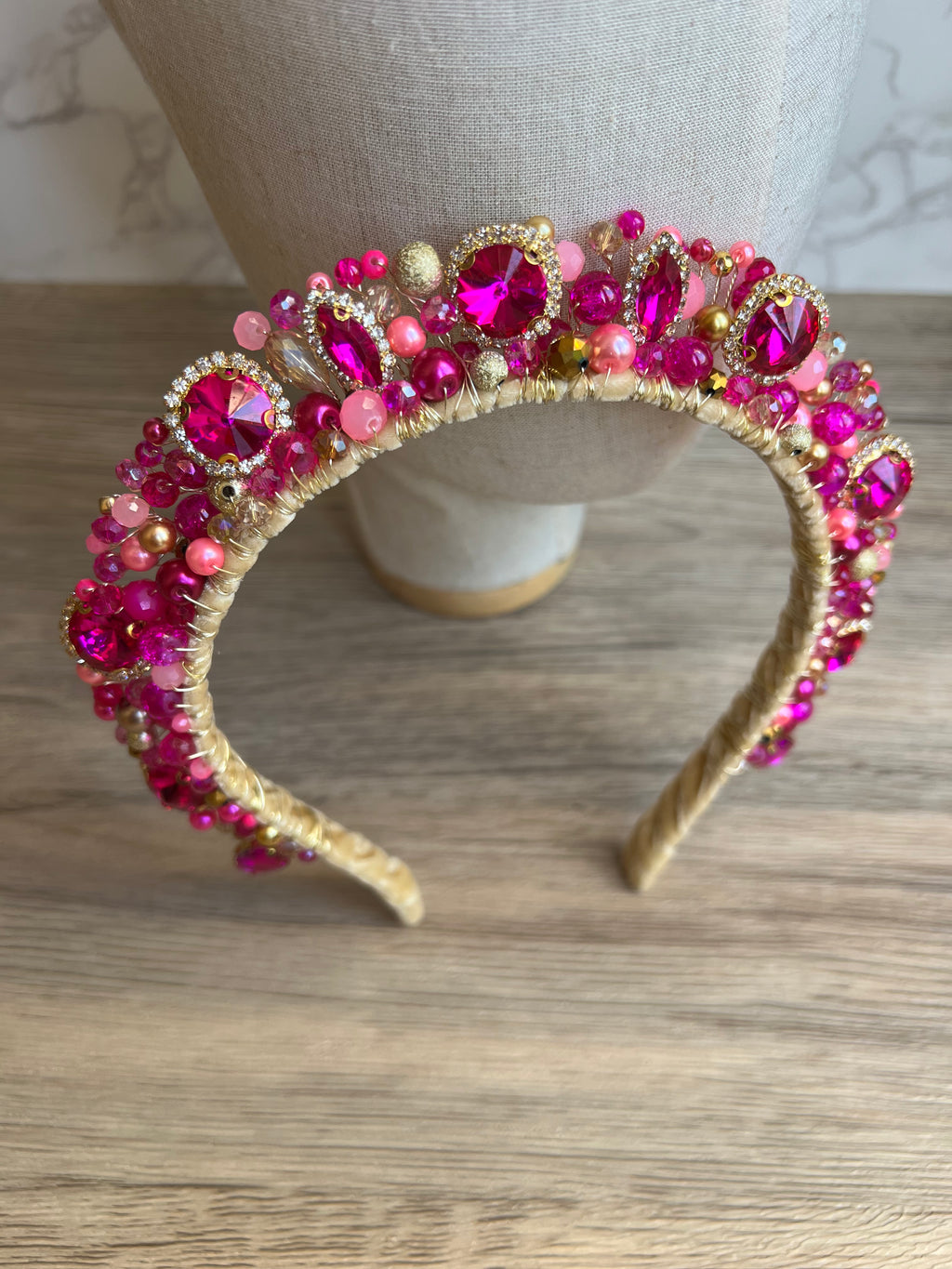 Fucshia Crystal Crown Fucshia Crystal Crown Precius pearls