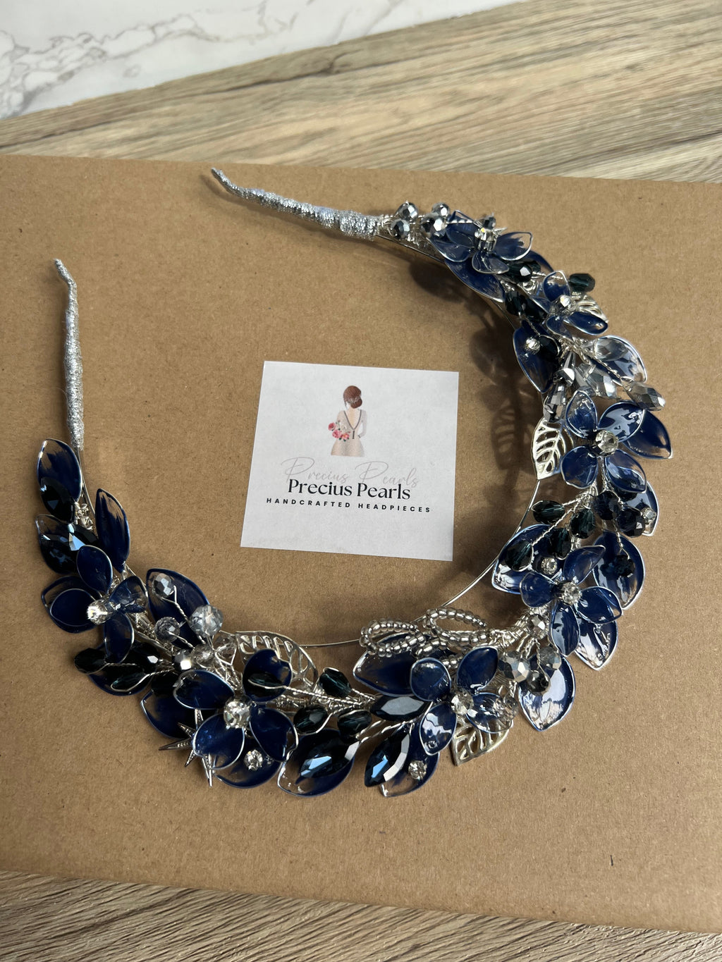 Navy and Silver halo Navy and Silver halo Precius pearls