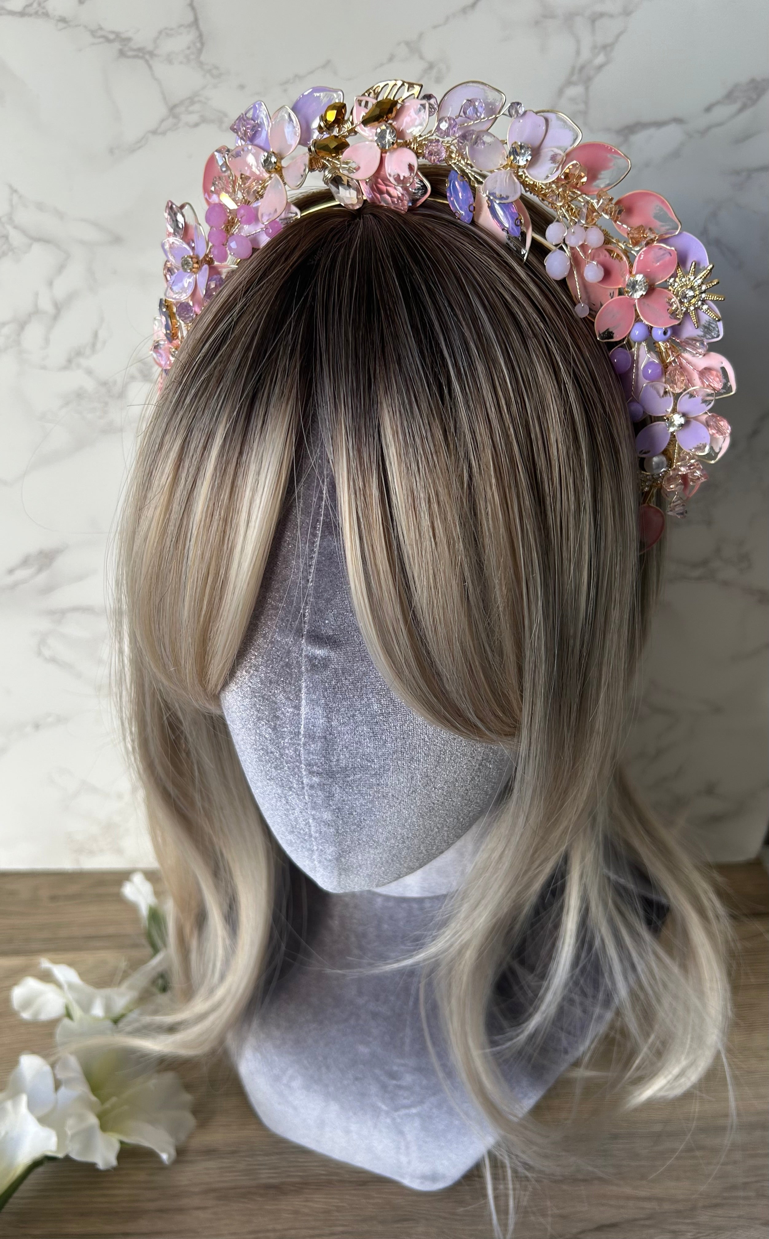 Lilac an Pink Wedding guest Crown