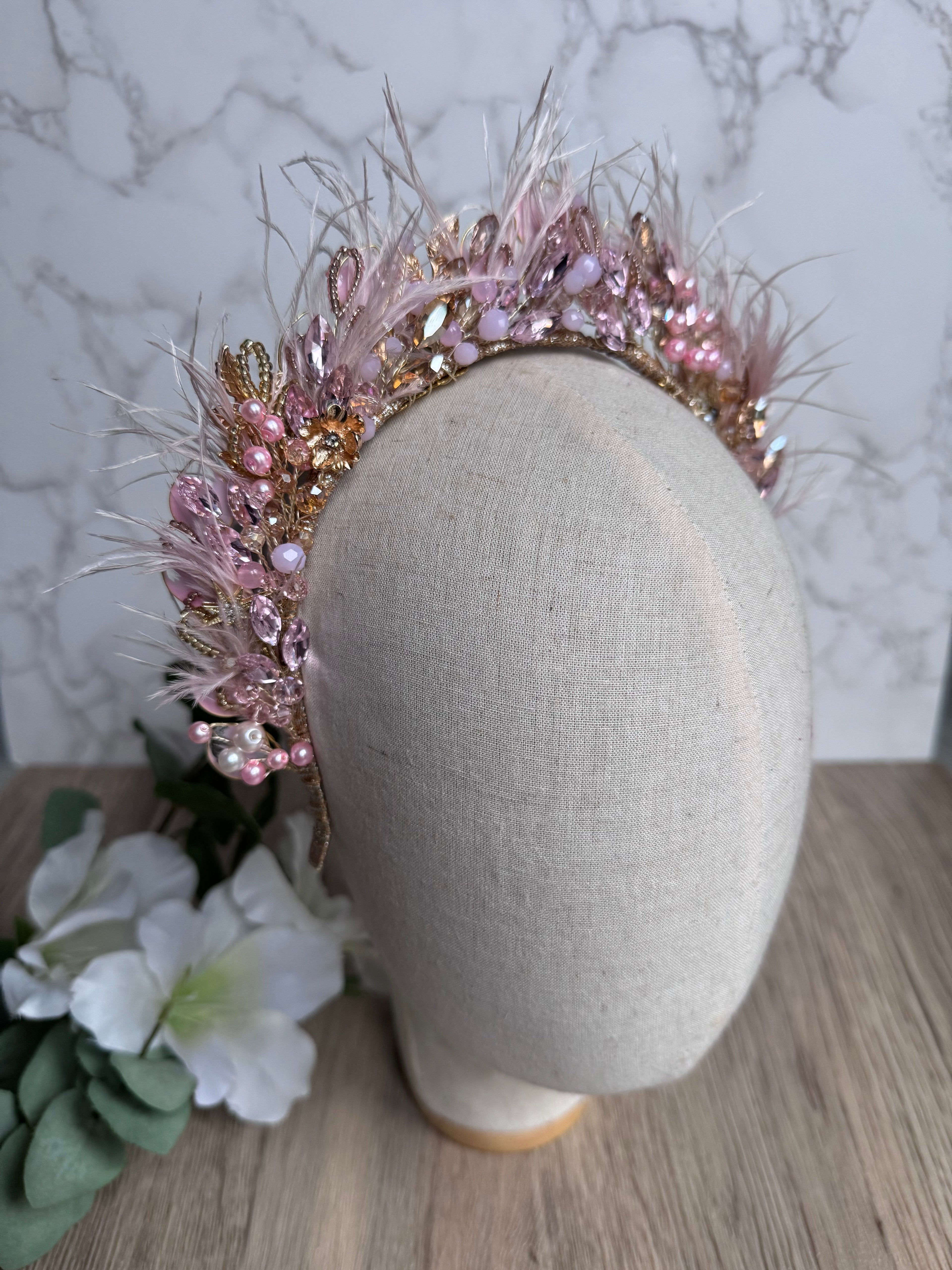 Pink Feather crown Pink Feather crown Precius pearls