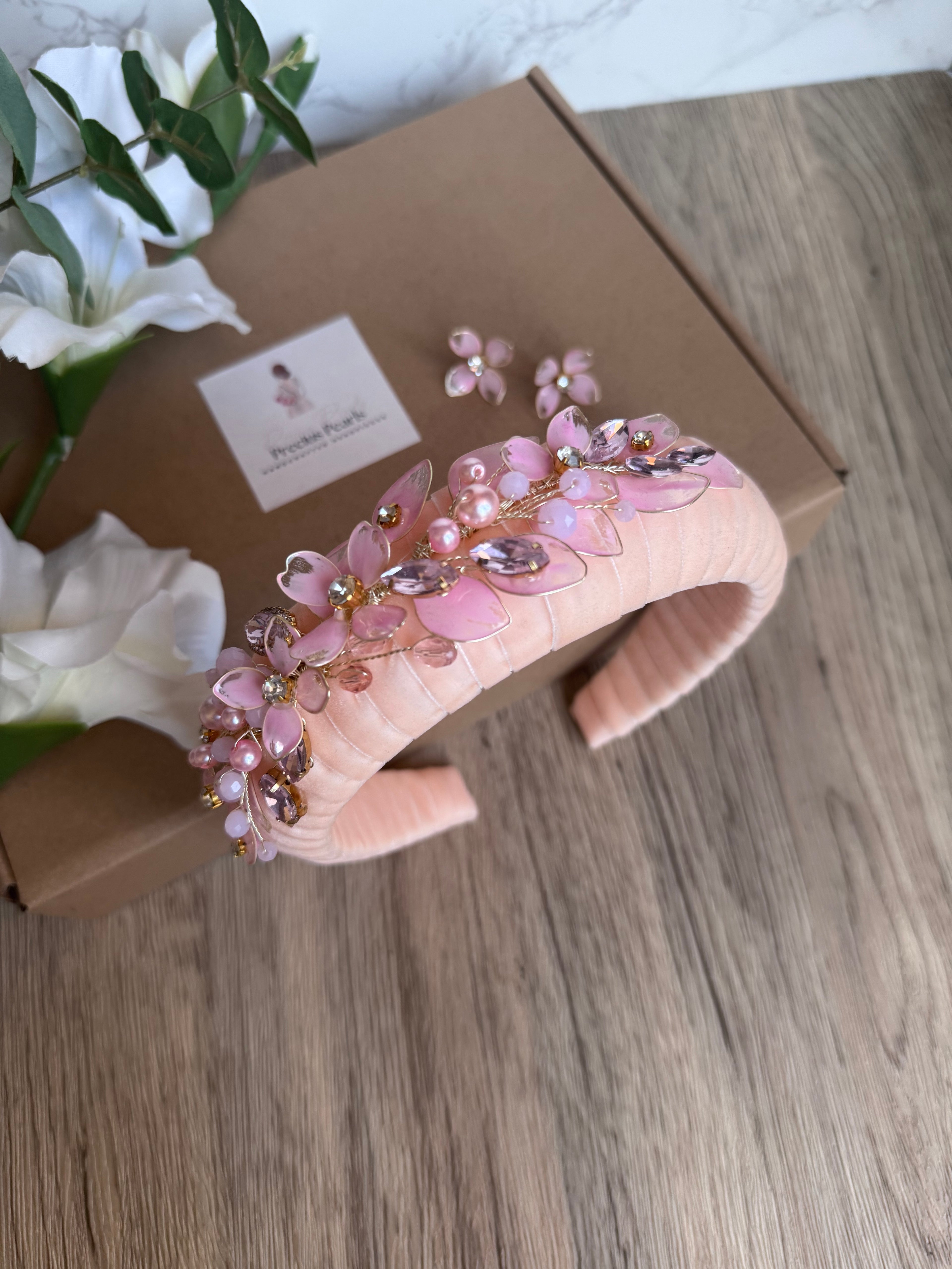 Pink Padded Headpiece Pink Padded Headpiece Precius pearls