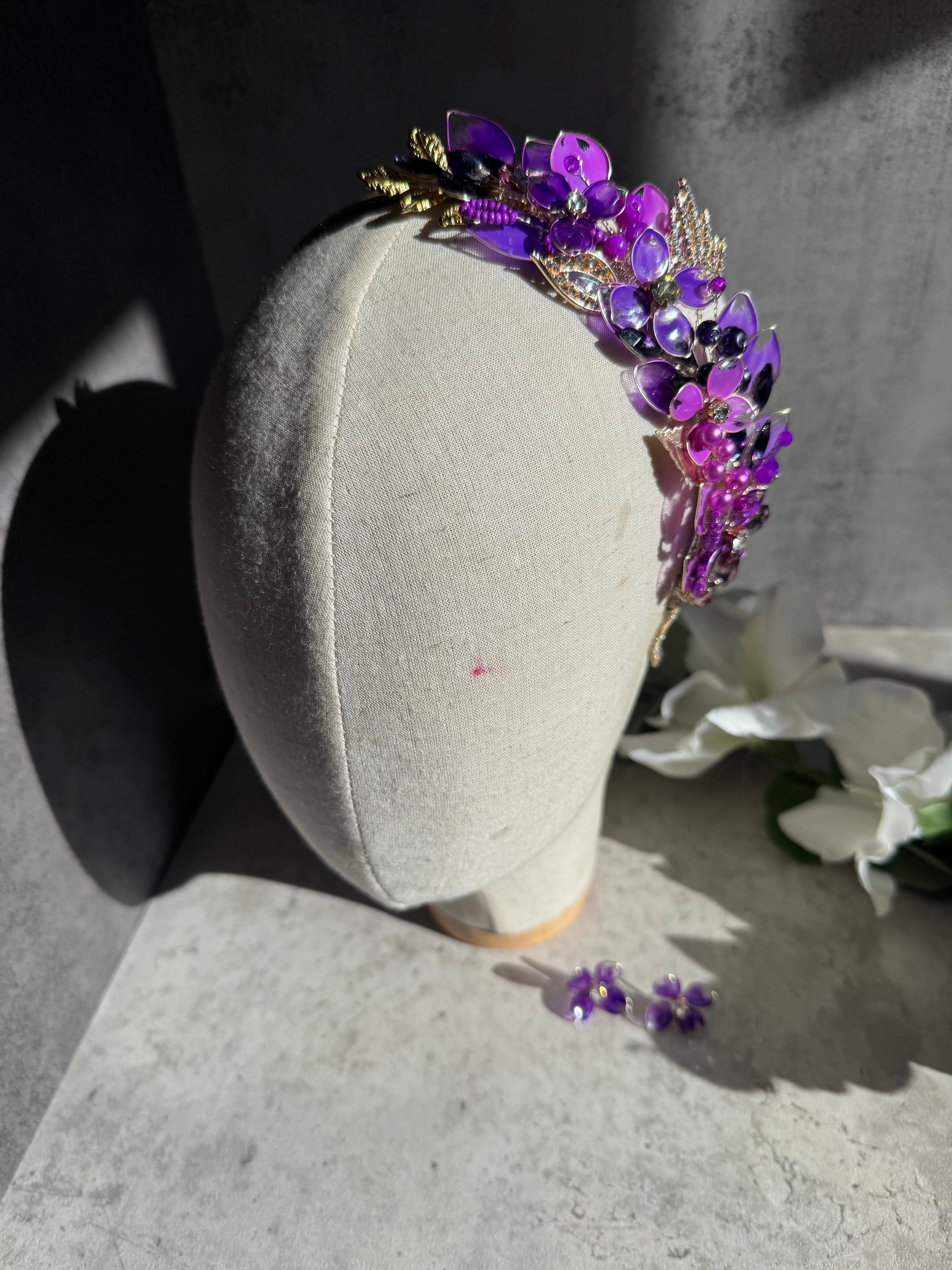 Purple side headpiece Purple side headpiece Precius pearls