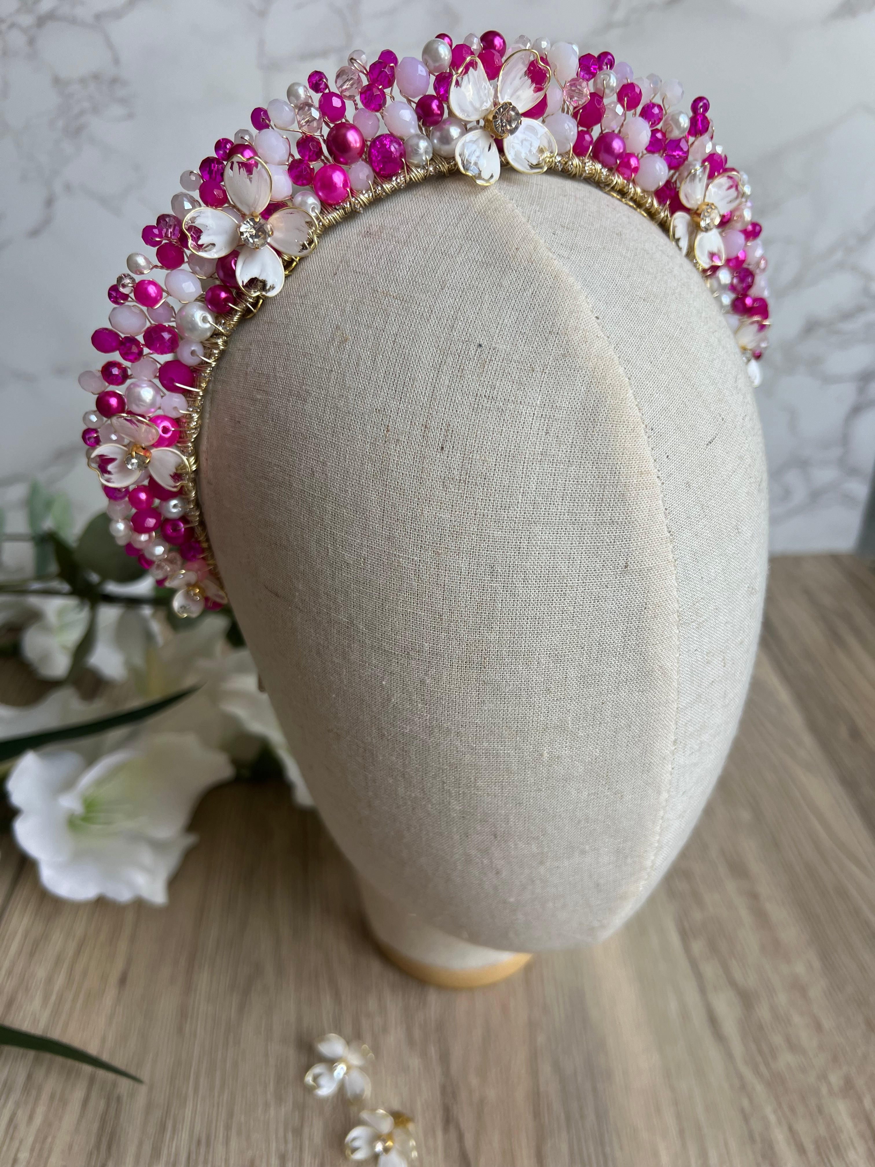 Pink & White Flora Crown Pink & White Flora Crown Precius pearls