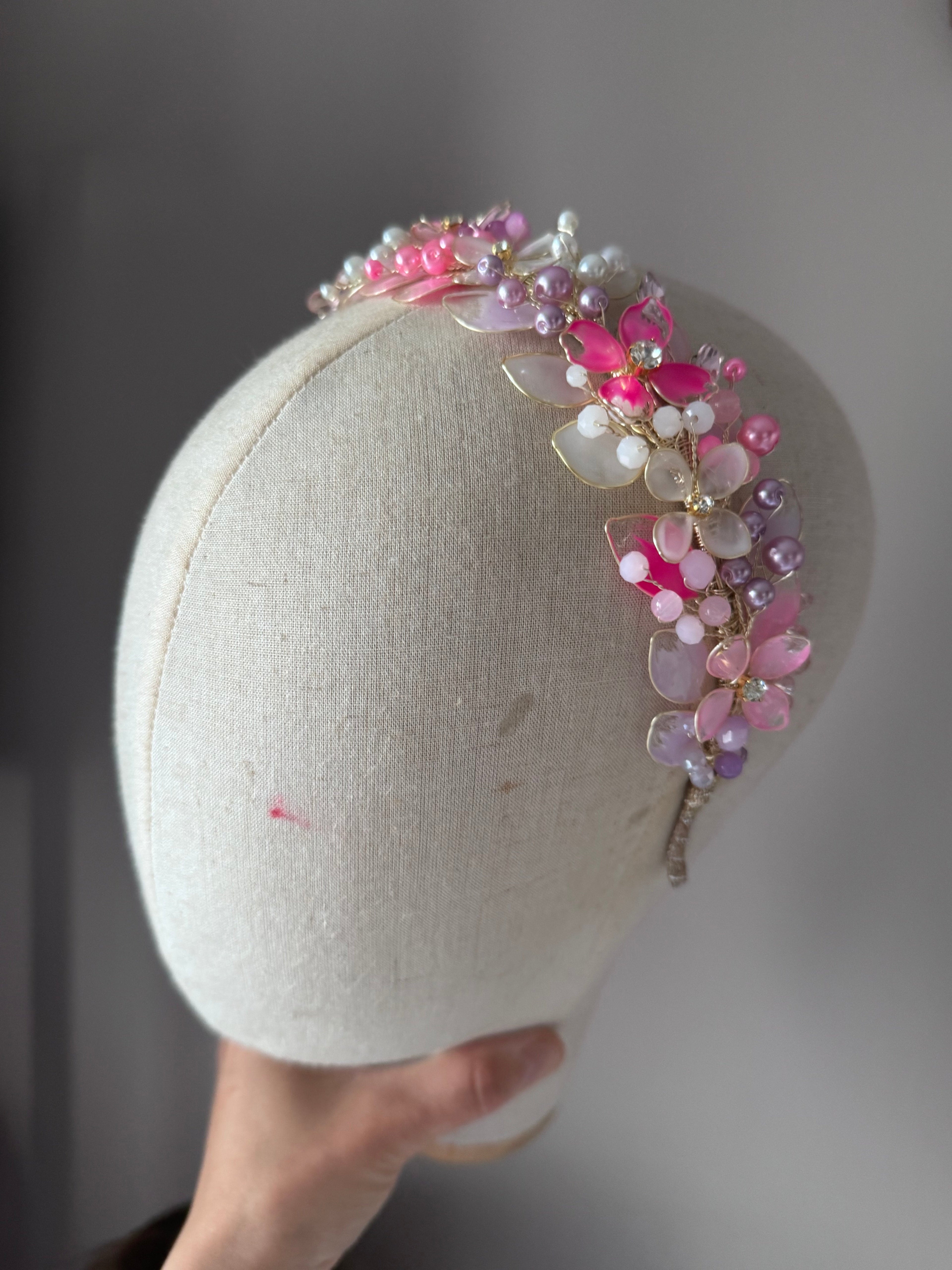 Lilac, Pink and White wedding guest headpiece Lilac, Pink and White wedding guest headpiece Precius pearls