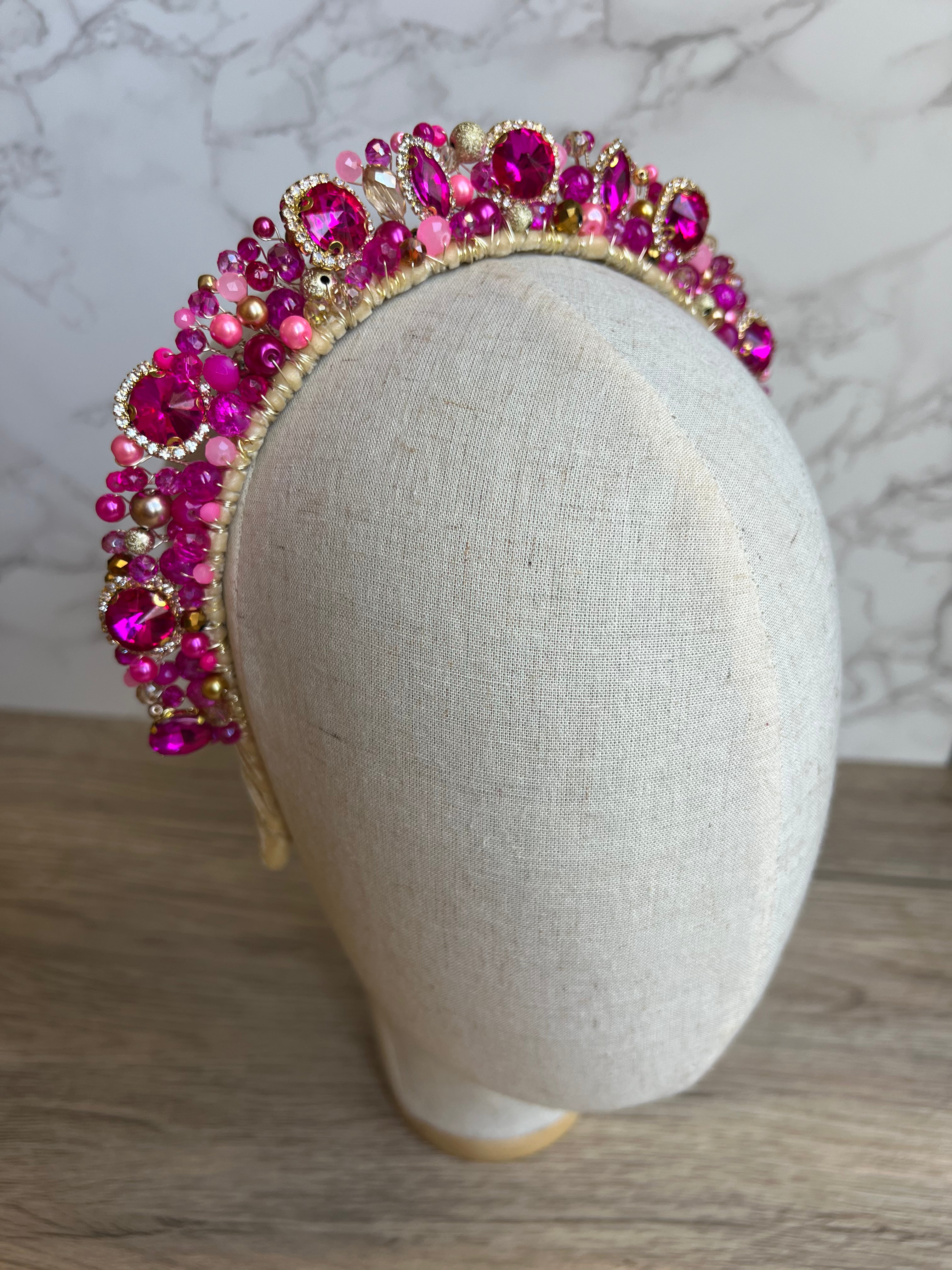 Fucshia Crystal Crown Fucshia Crystal Crown Precius pearls