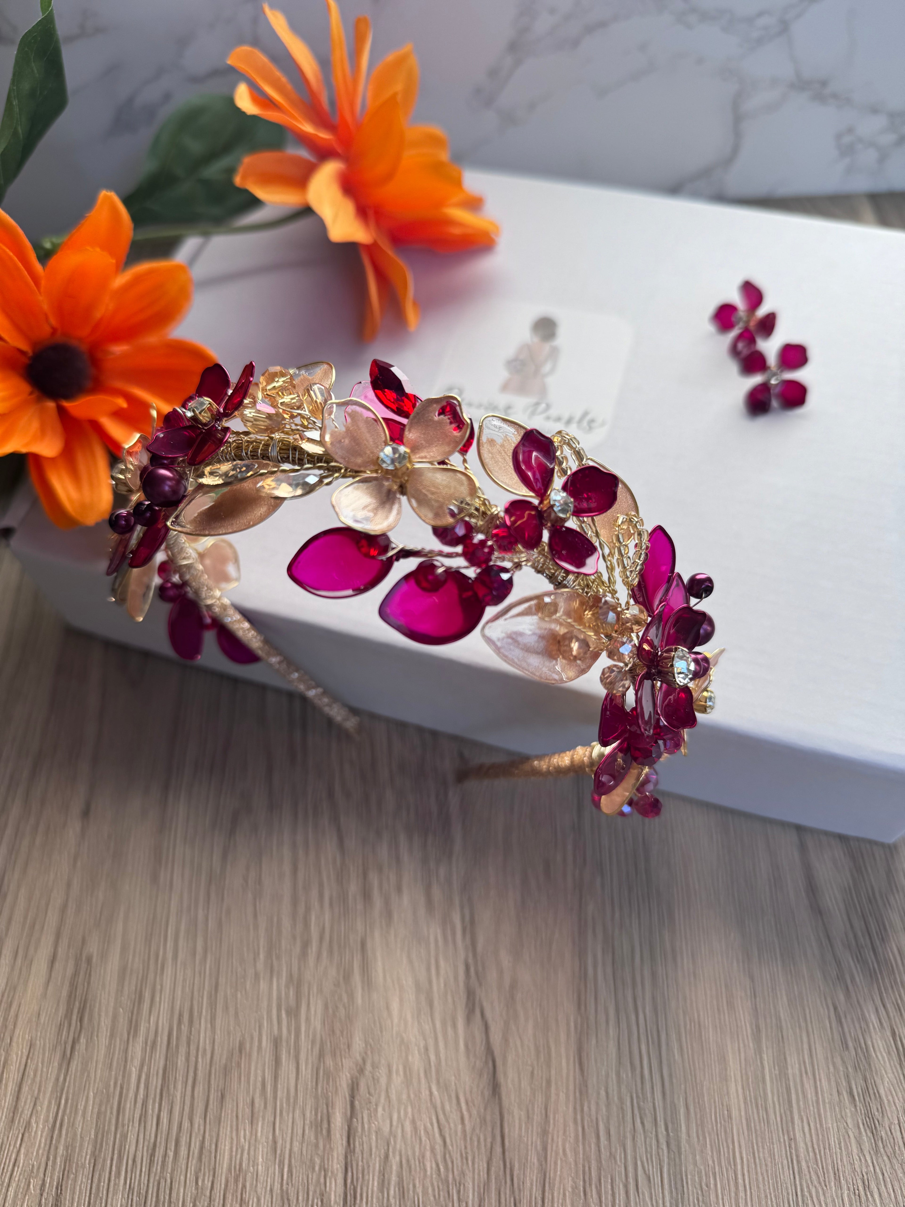Burgundy red and Gold Burgundy red and Gold Precius pearls