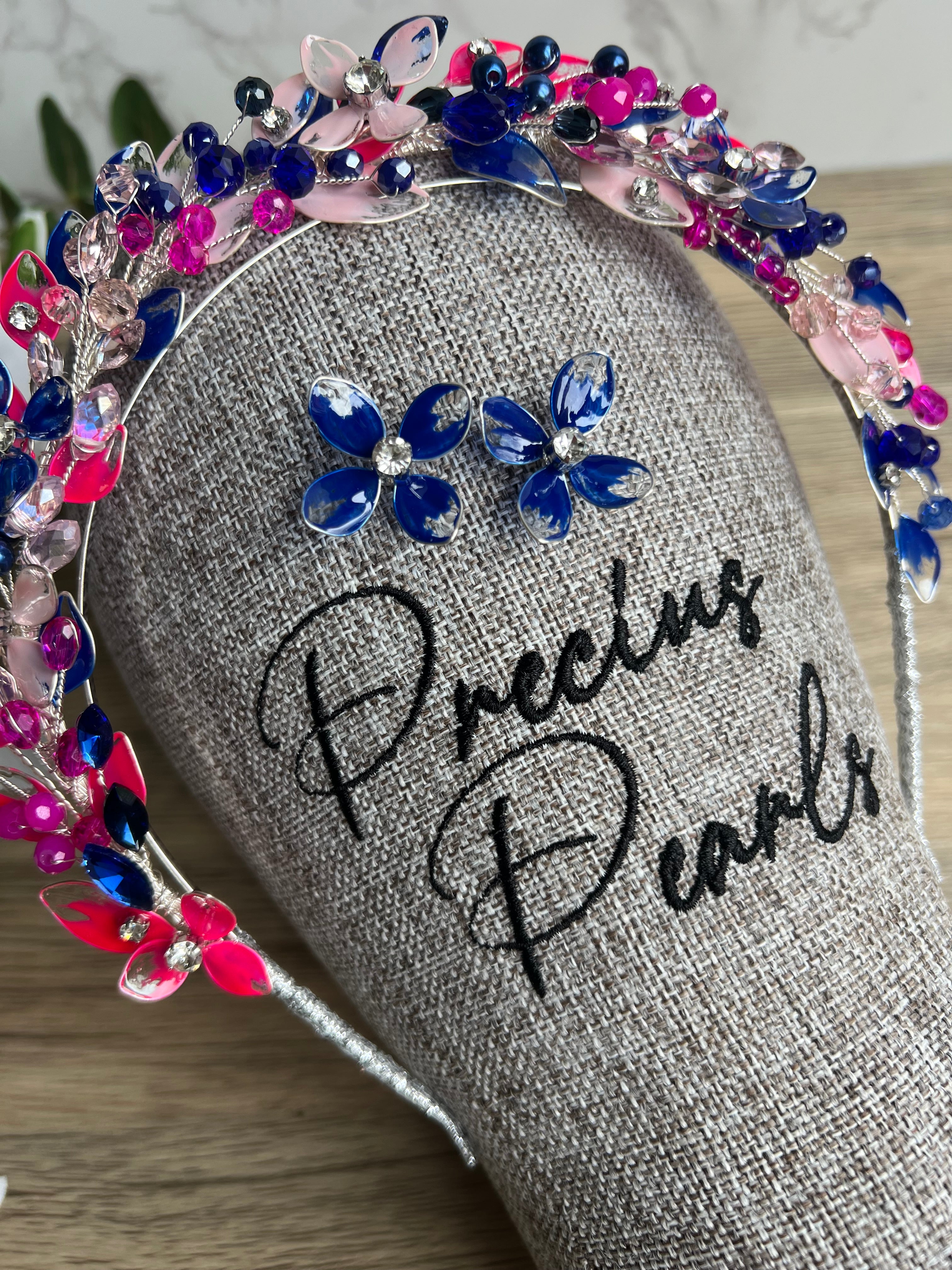 Blue and Pink Halo crown Blue and Pink Halo crown Precius pearls