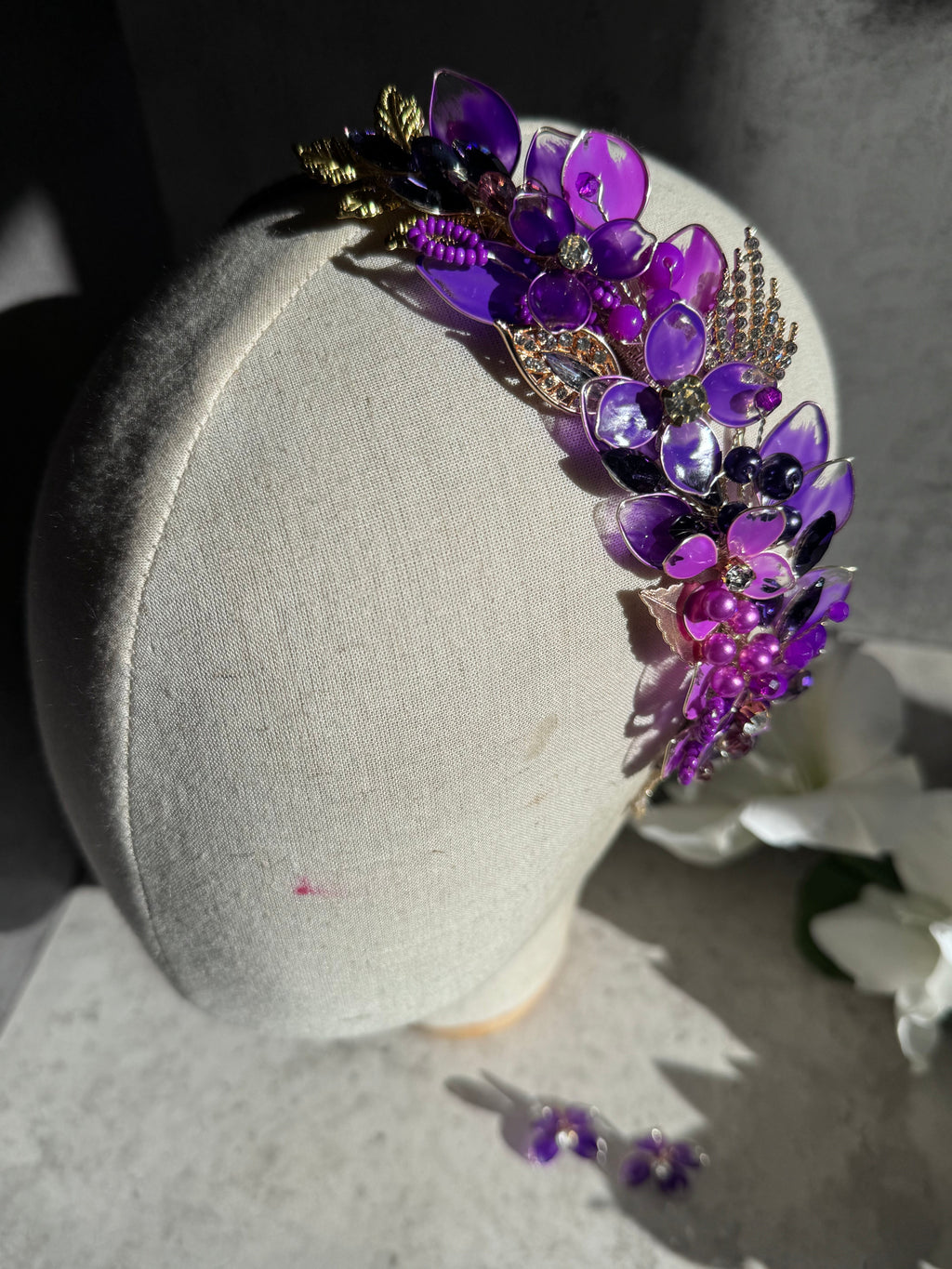 Purple side headpiece Purple side headpiece Precius pearls