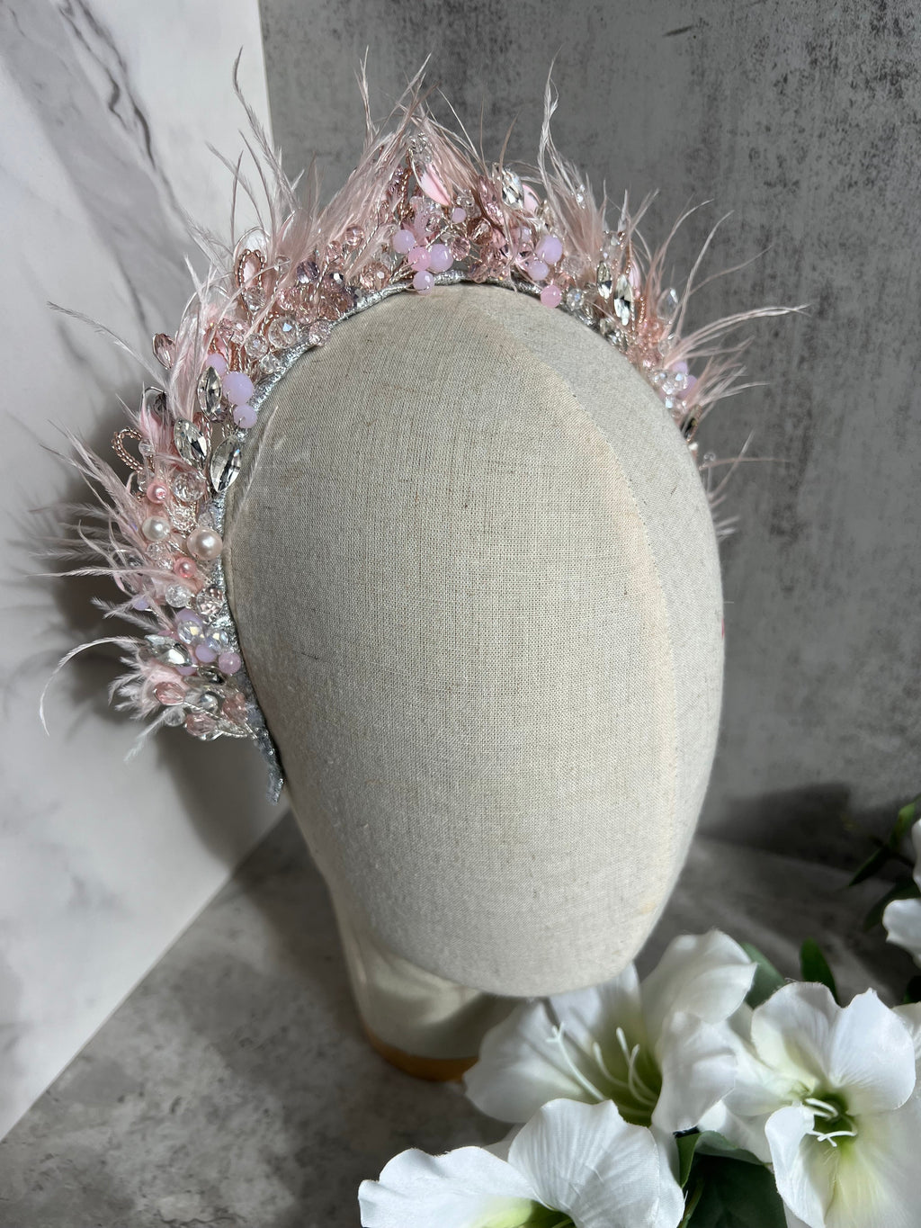 Pink Feather crown Pink Feather crown Precius pearls