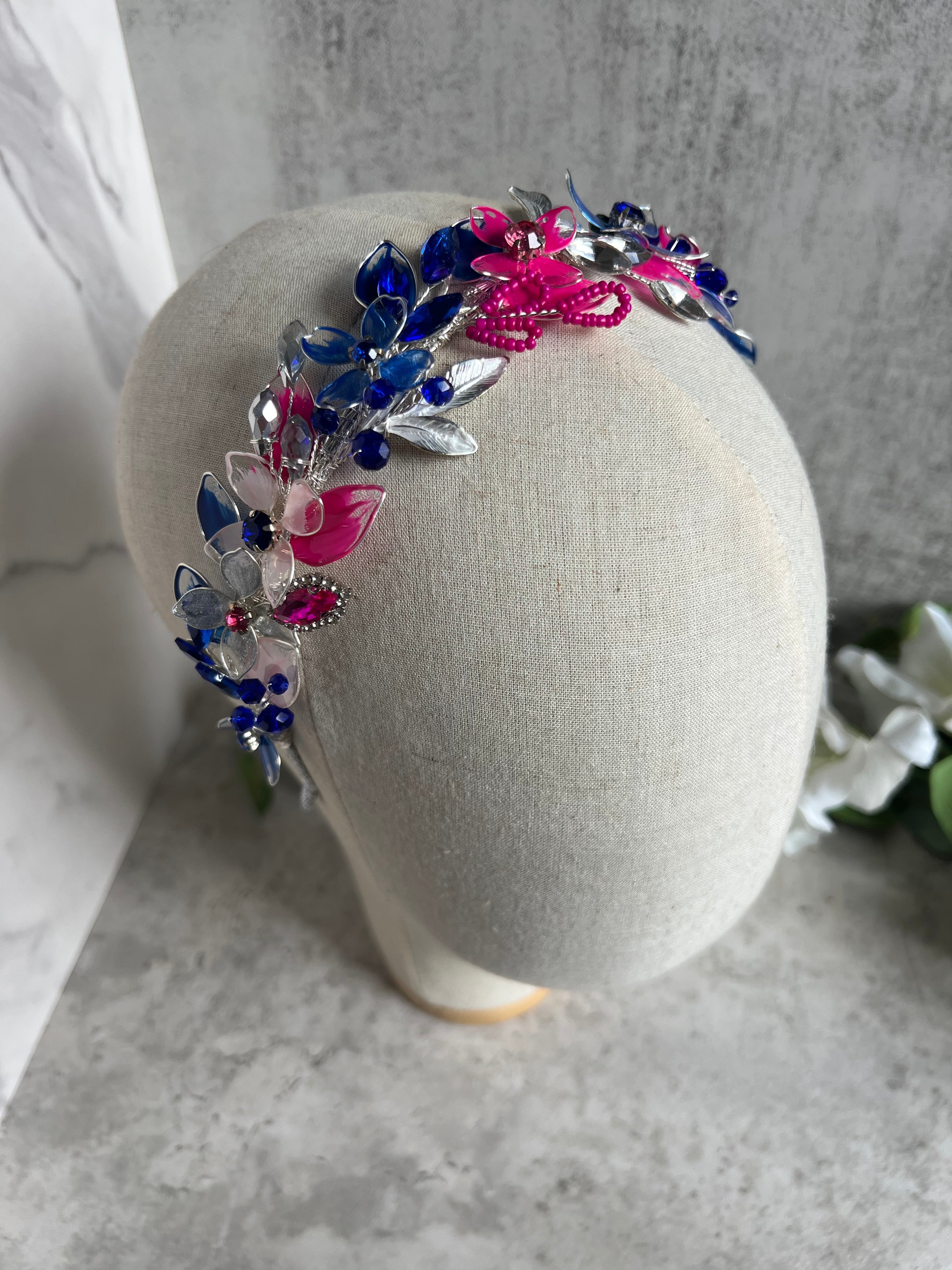 Blue, Fucshia and Silver Blue, Fucshia and Silver Precius pearls