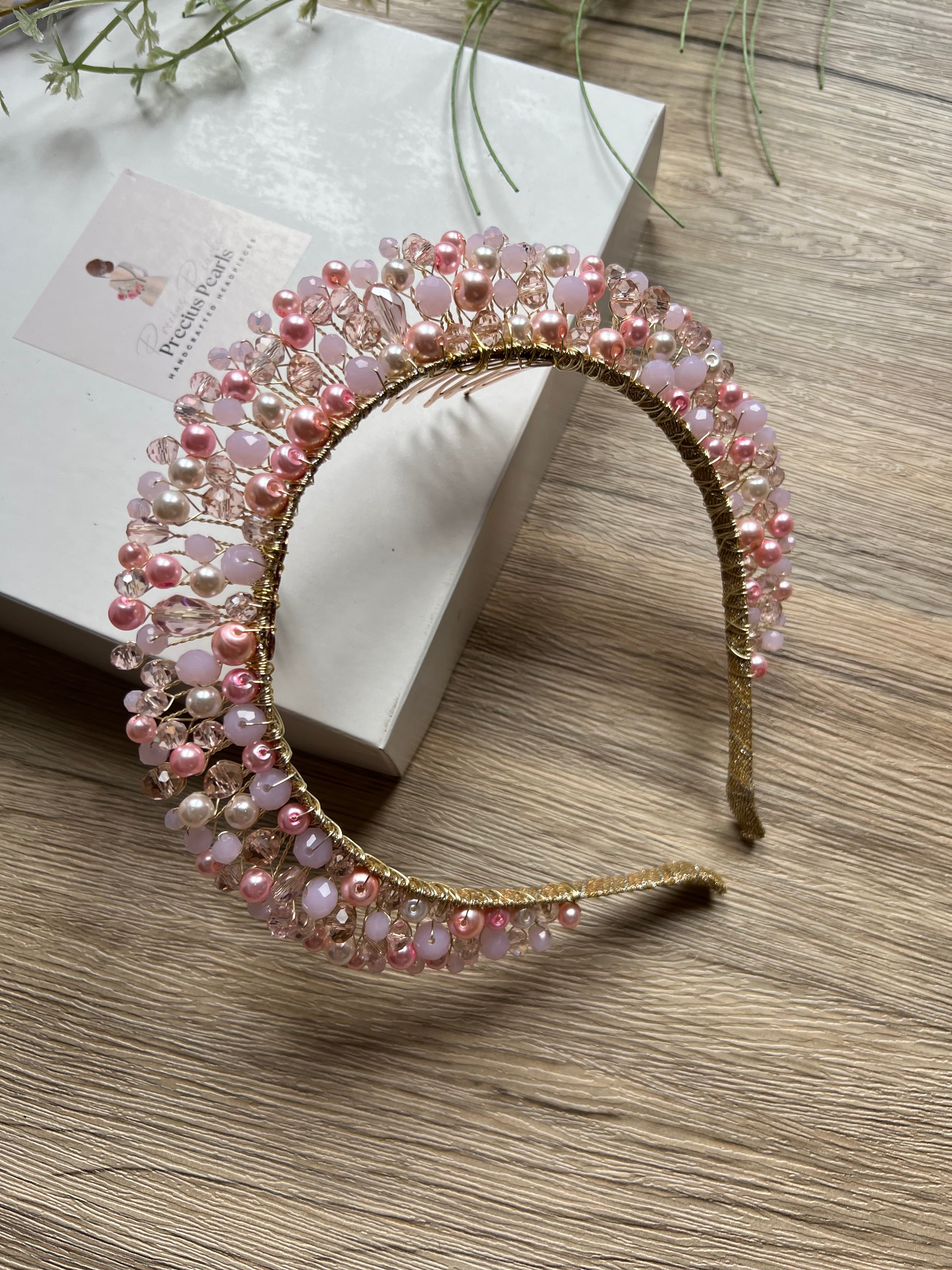 Pink Crystal Pearl crown Pink Crystal Pearl crown Precius pearls