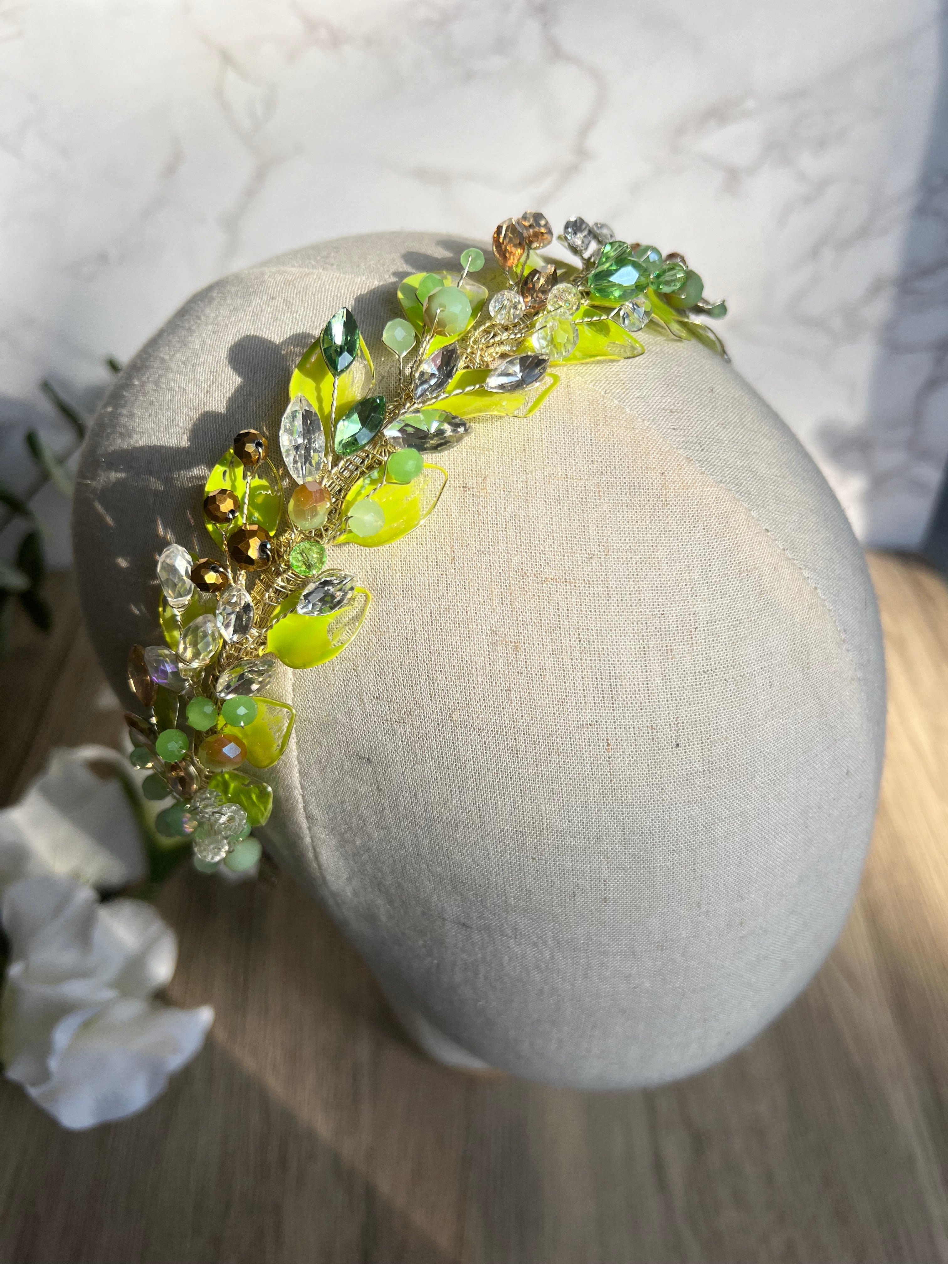 Low Lime leaf headpiece Low Lime leaf headpiece Precius pearls