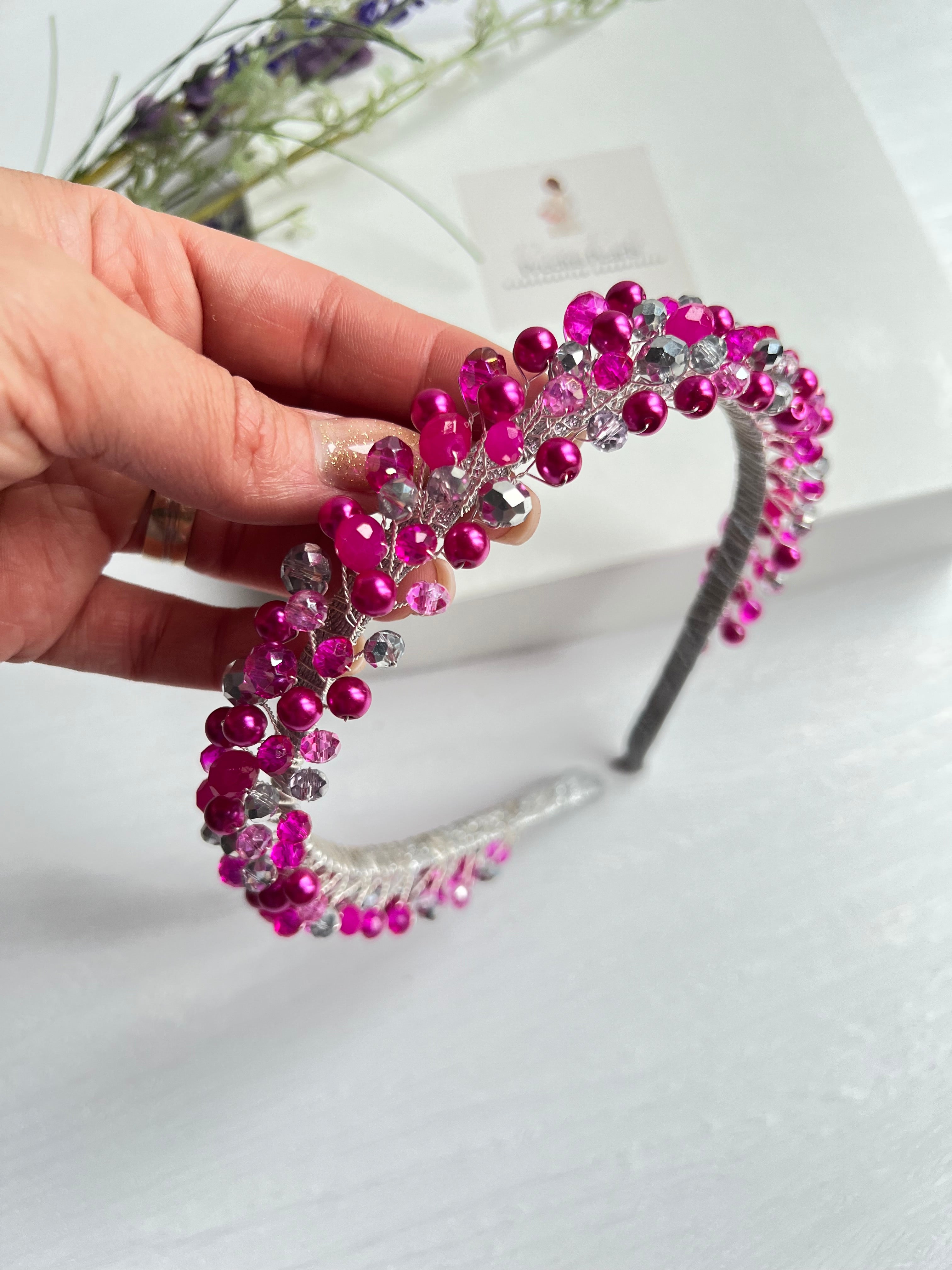 Fucshia Crystal Headband Fucshia Crystal Headband Precius pearls