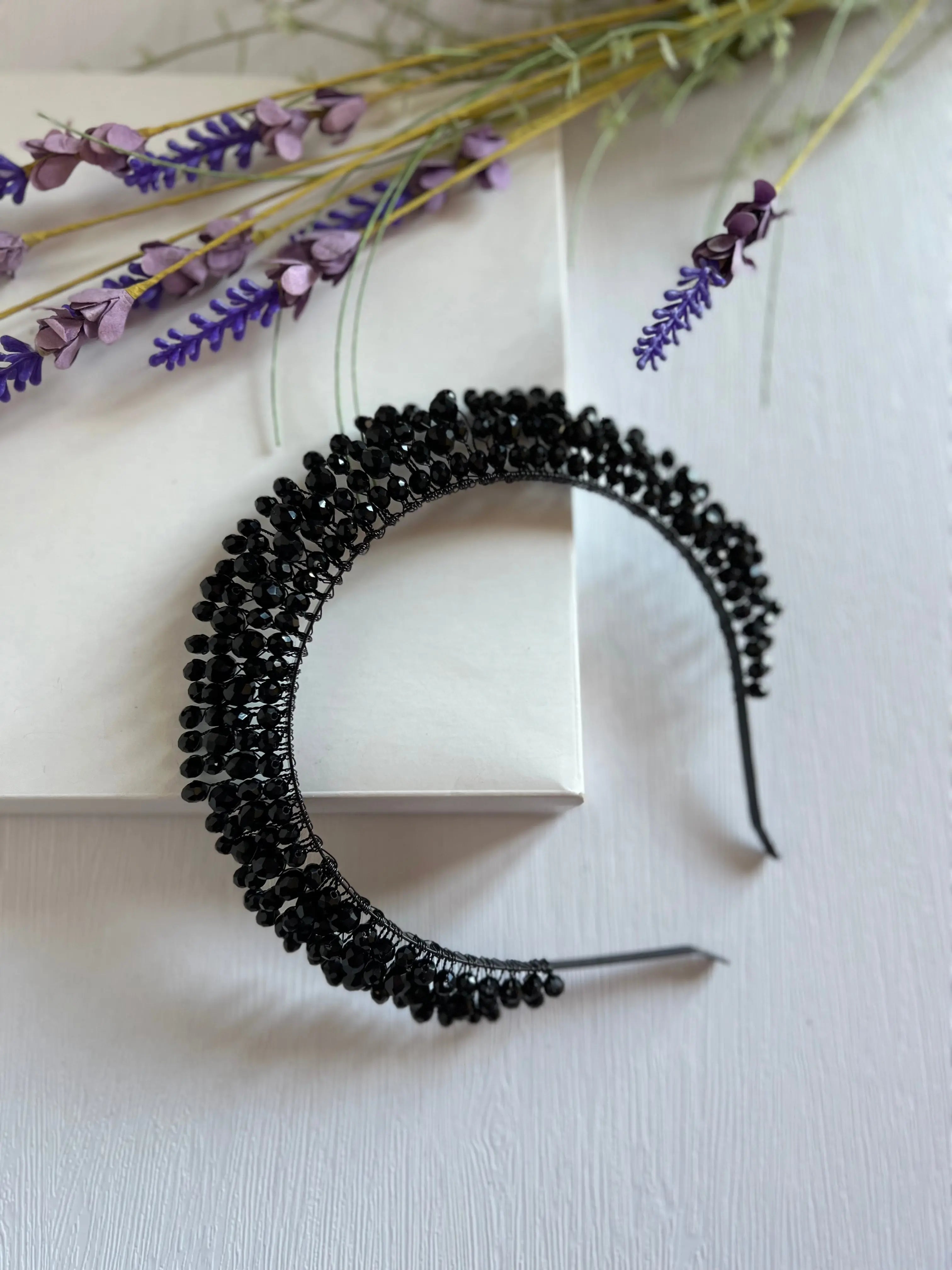 Black High Beaded Crown