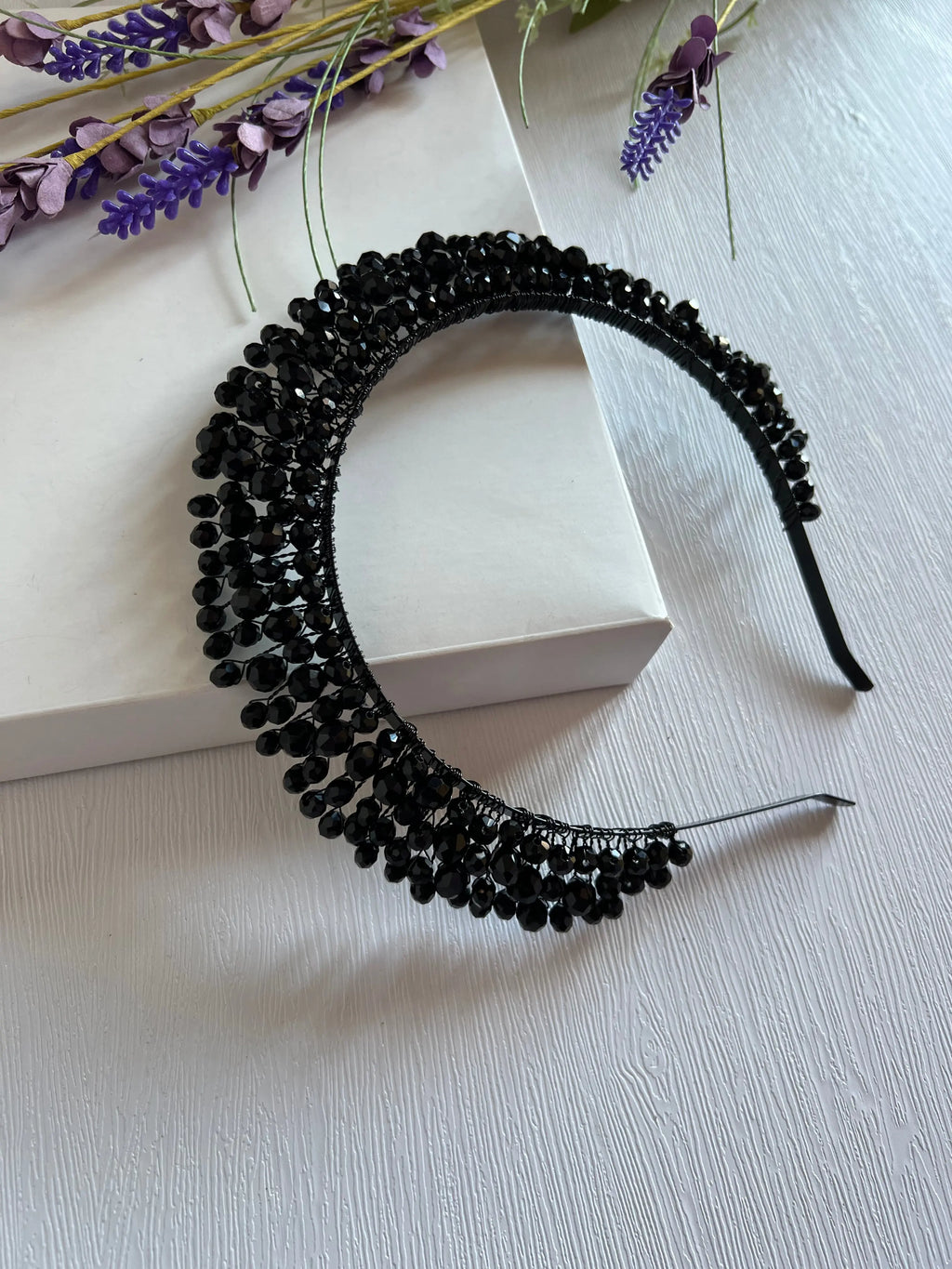 Black High Beaded Crown
