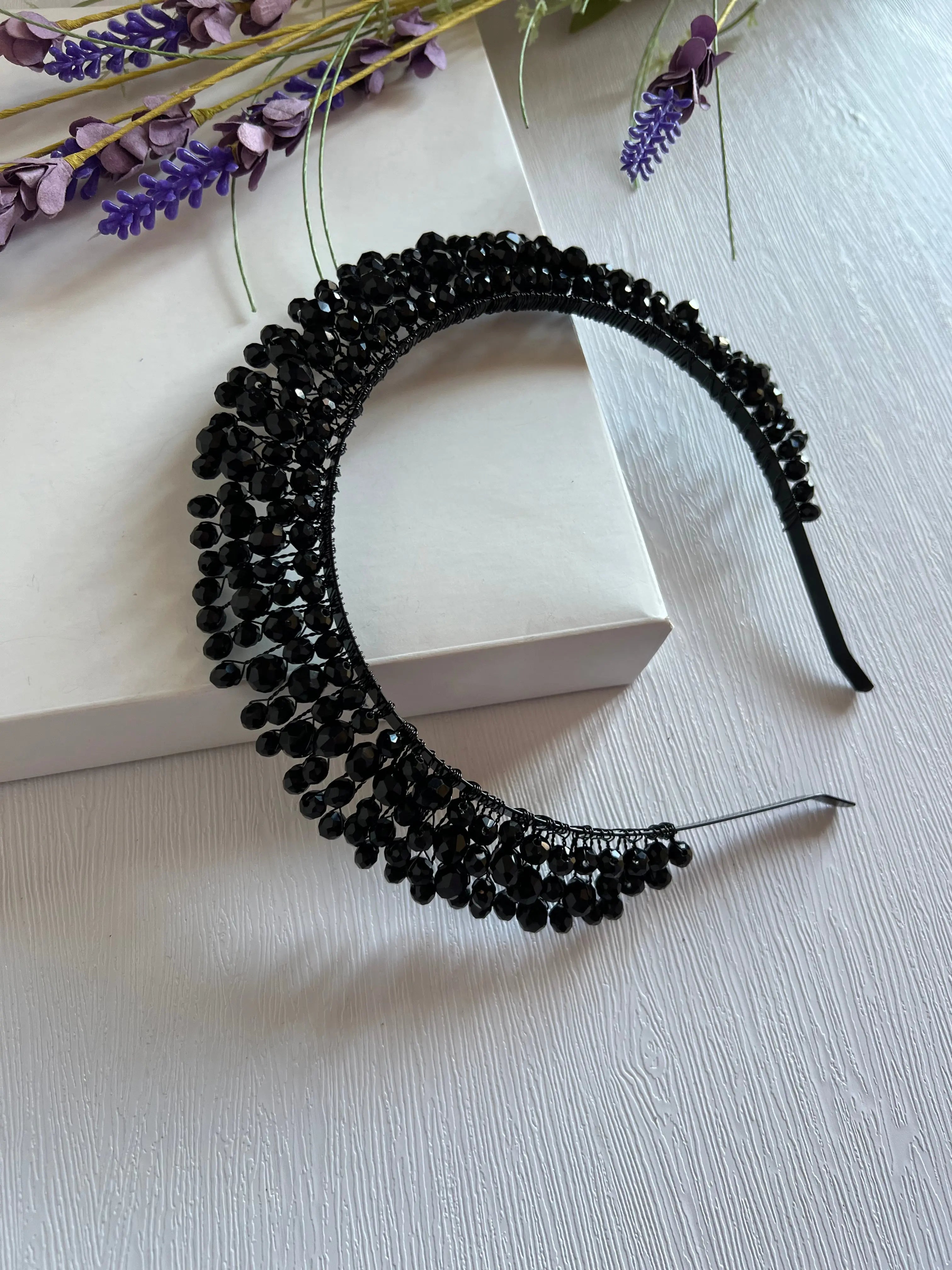 Black High Beaded Crown