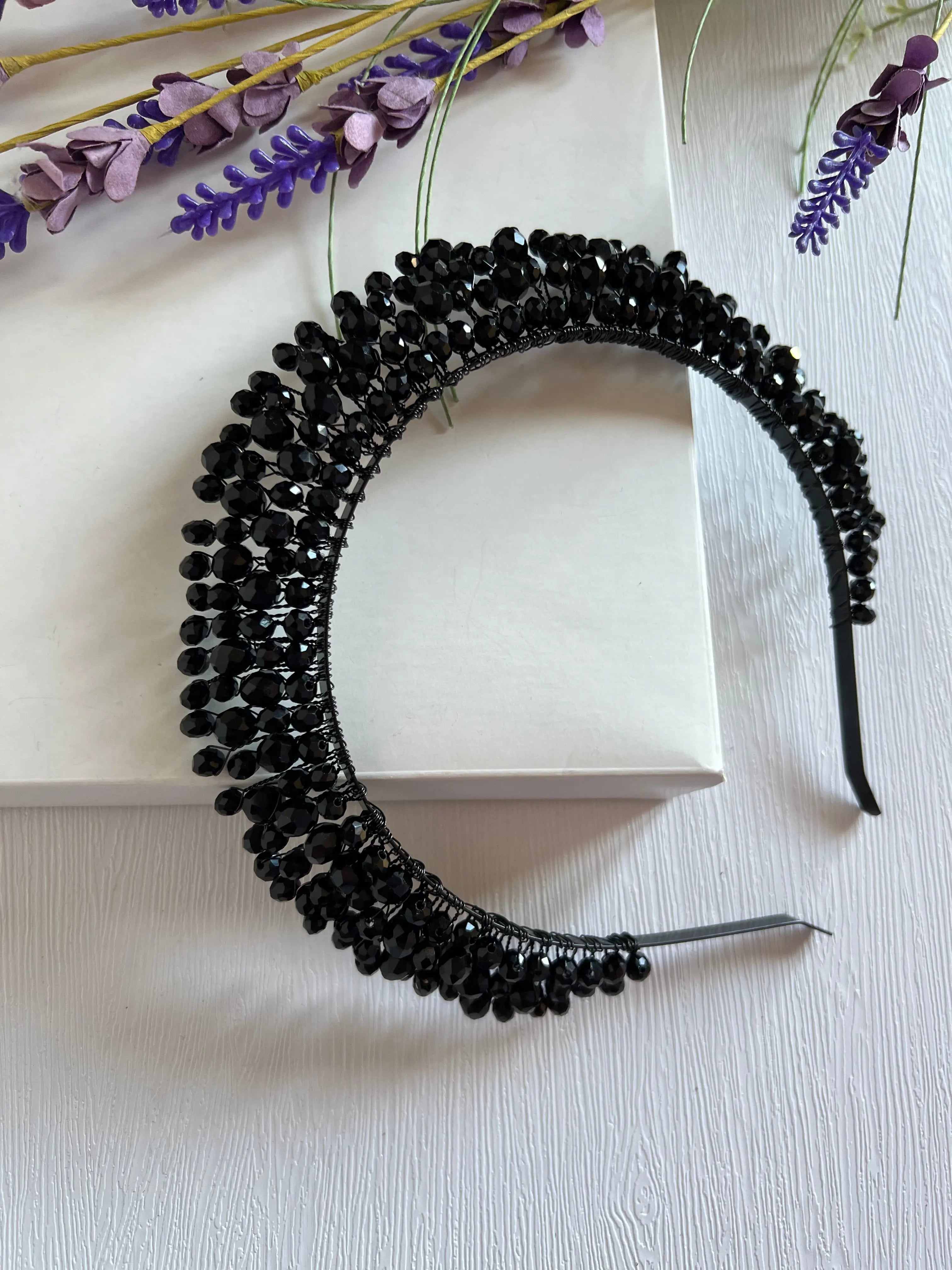 Black High Beaded Crown