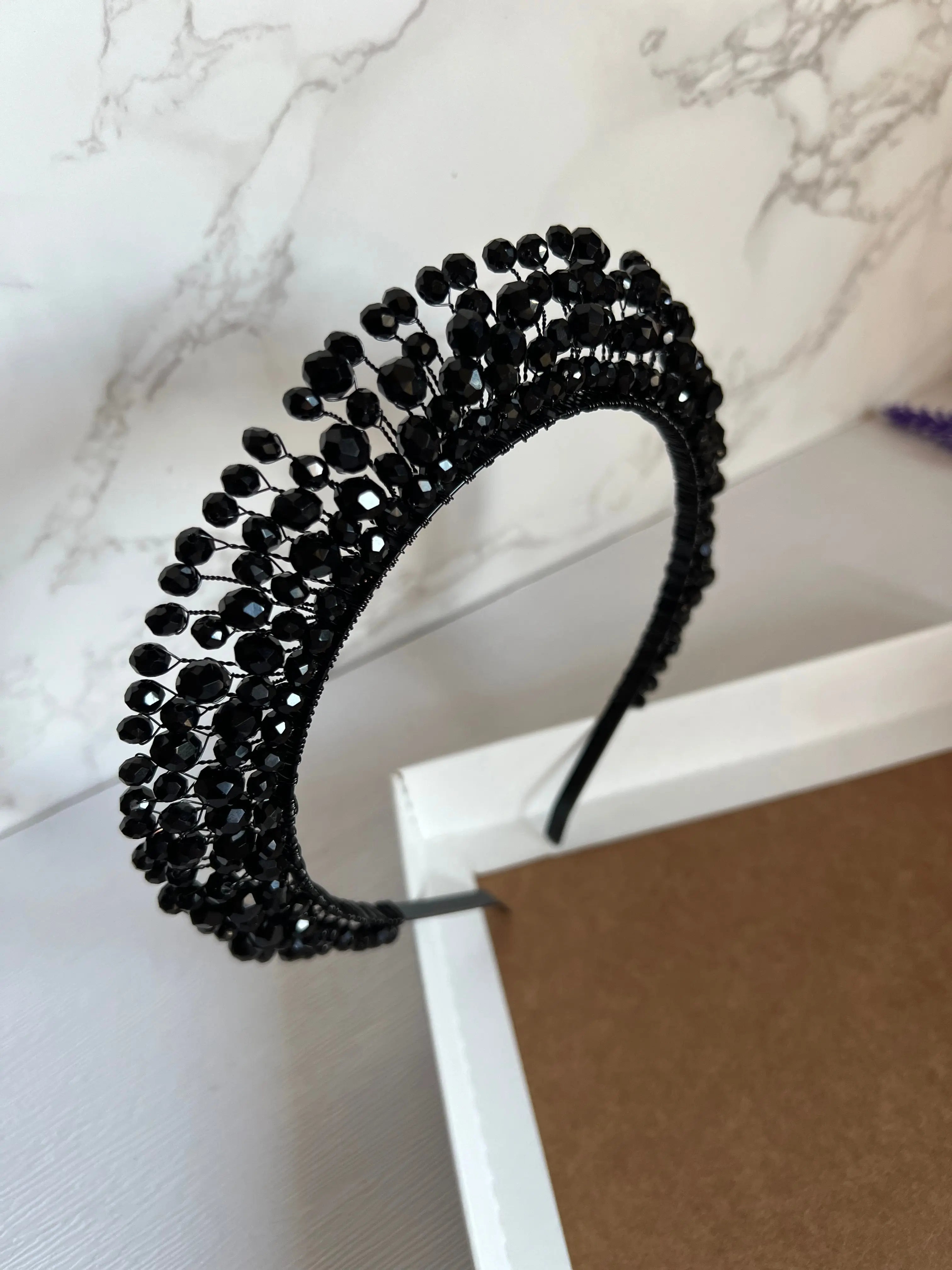 Black High Beaded Crown