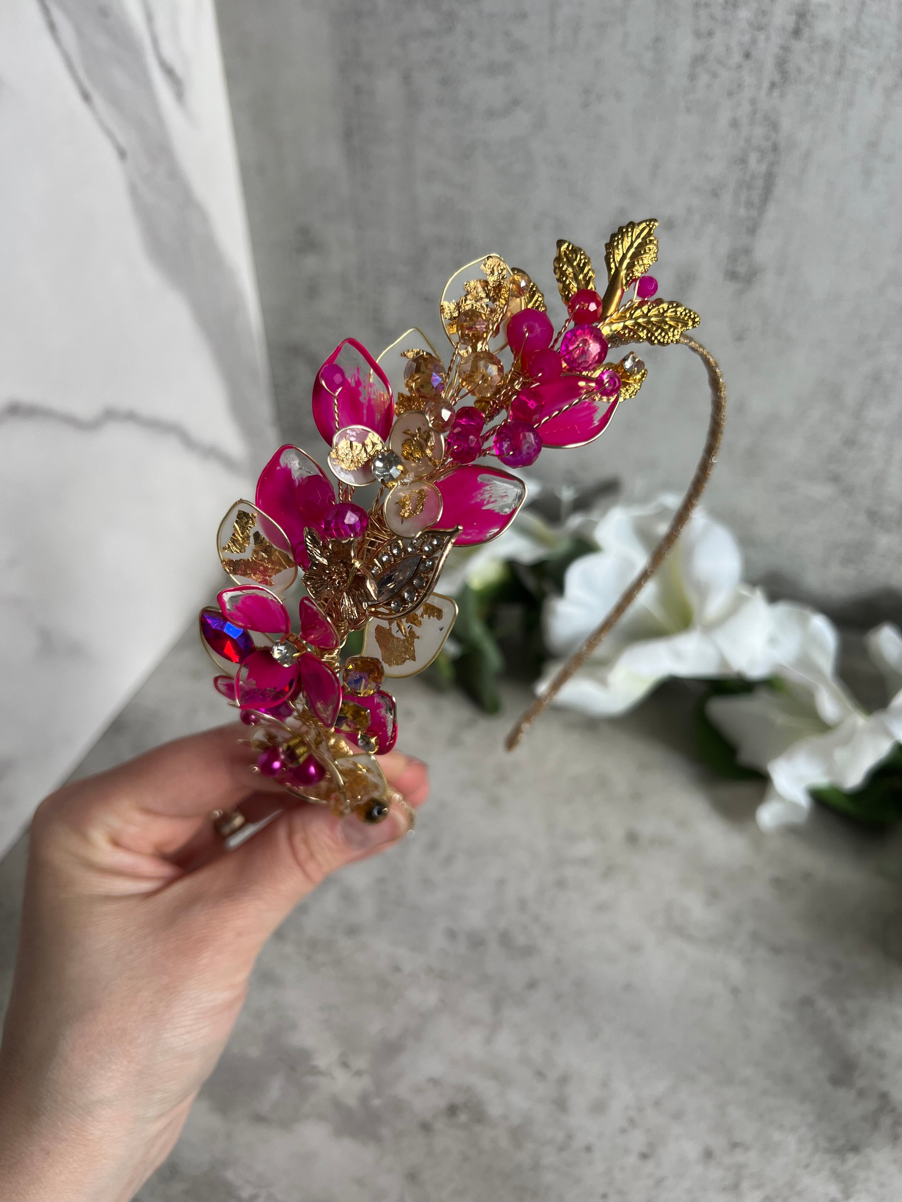 Fucshia and Gold Fucshia and Gold Precius pearls
