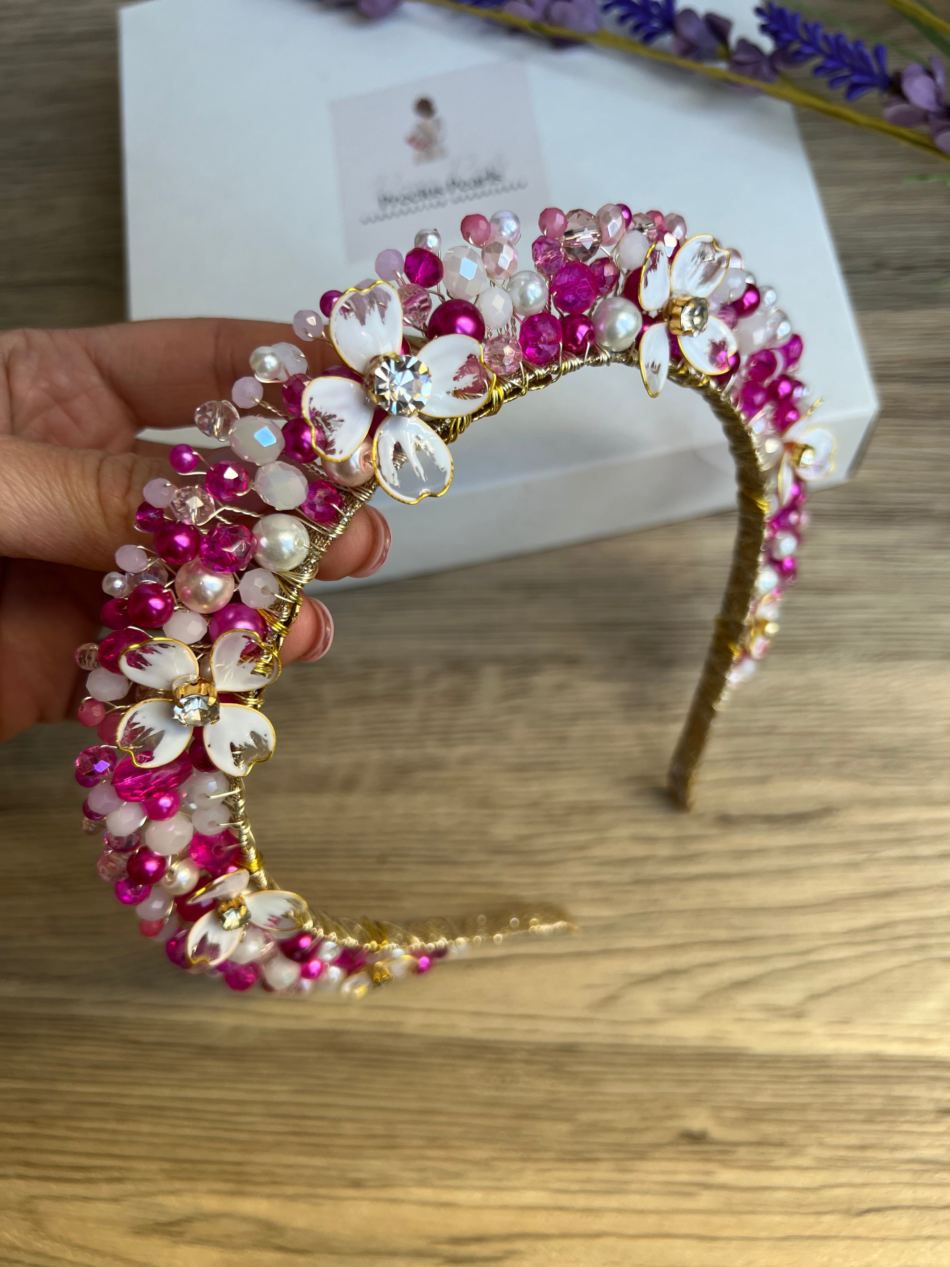 Pink & White Flora Crown Pink & White Flora Crown Precius pearls