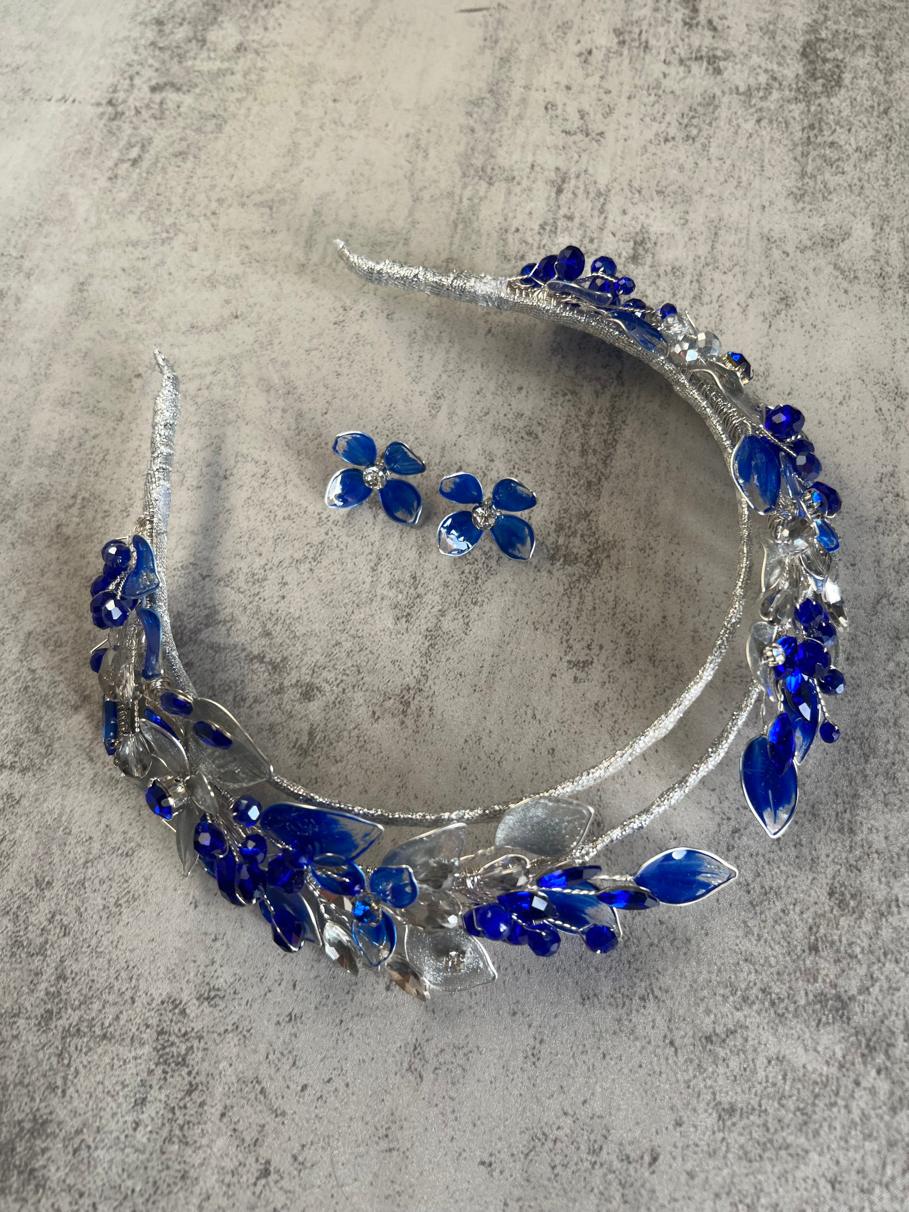 Royal Blue and Silver Halo Royal Blue and Silver Halo Precius pearls
