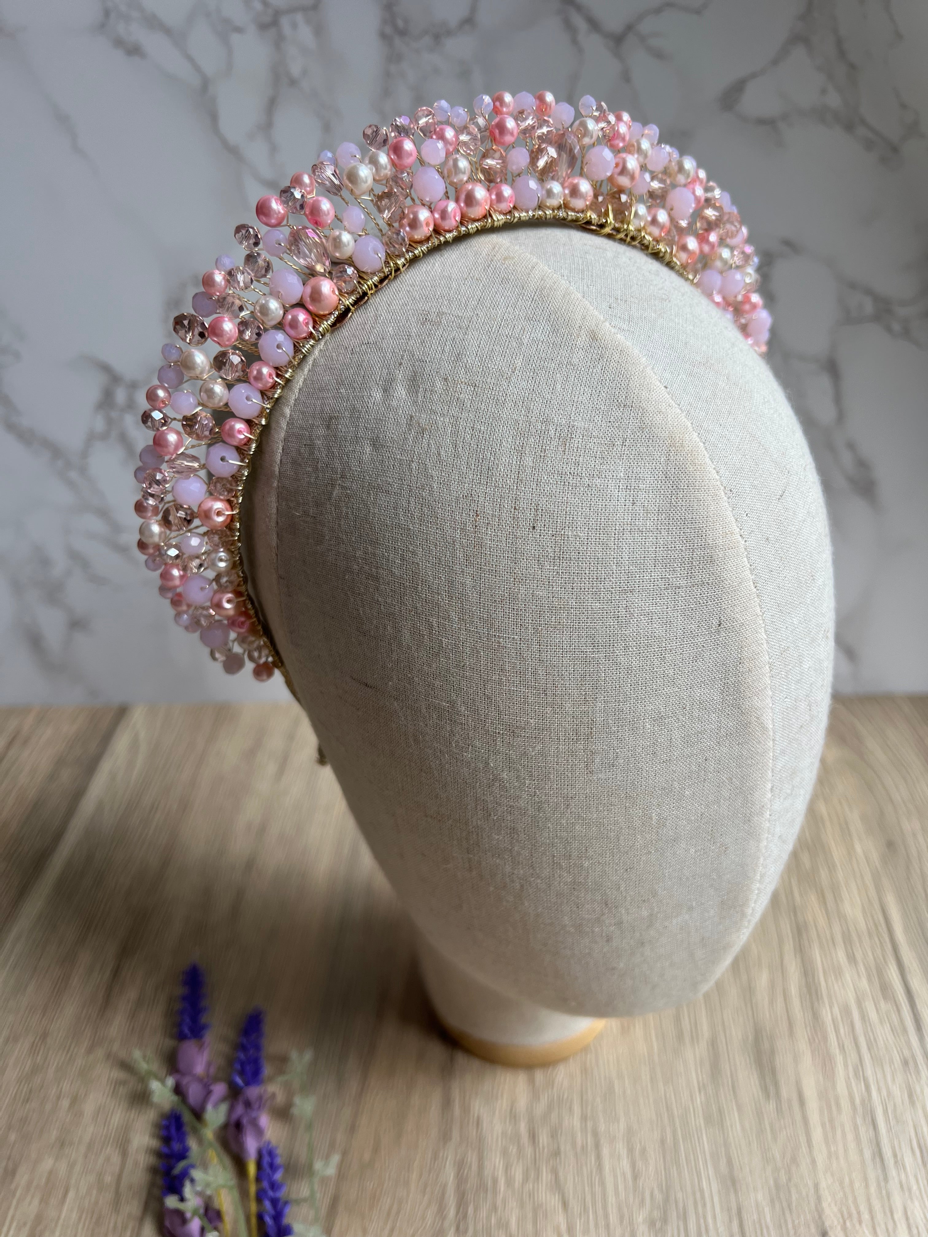 Pink Crystal Pearl crown Pink Crystal Pearl crown Precius pearls