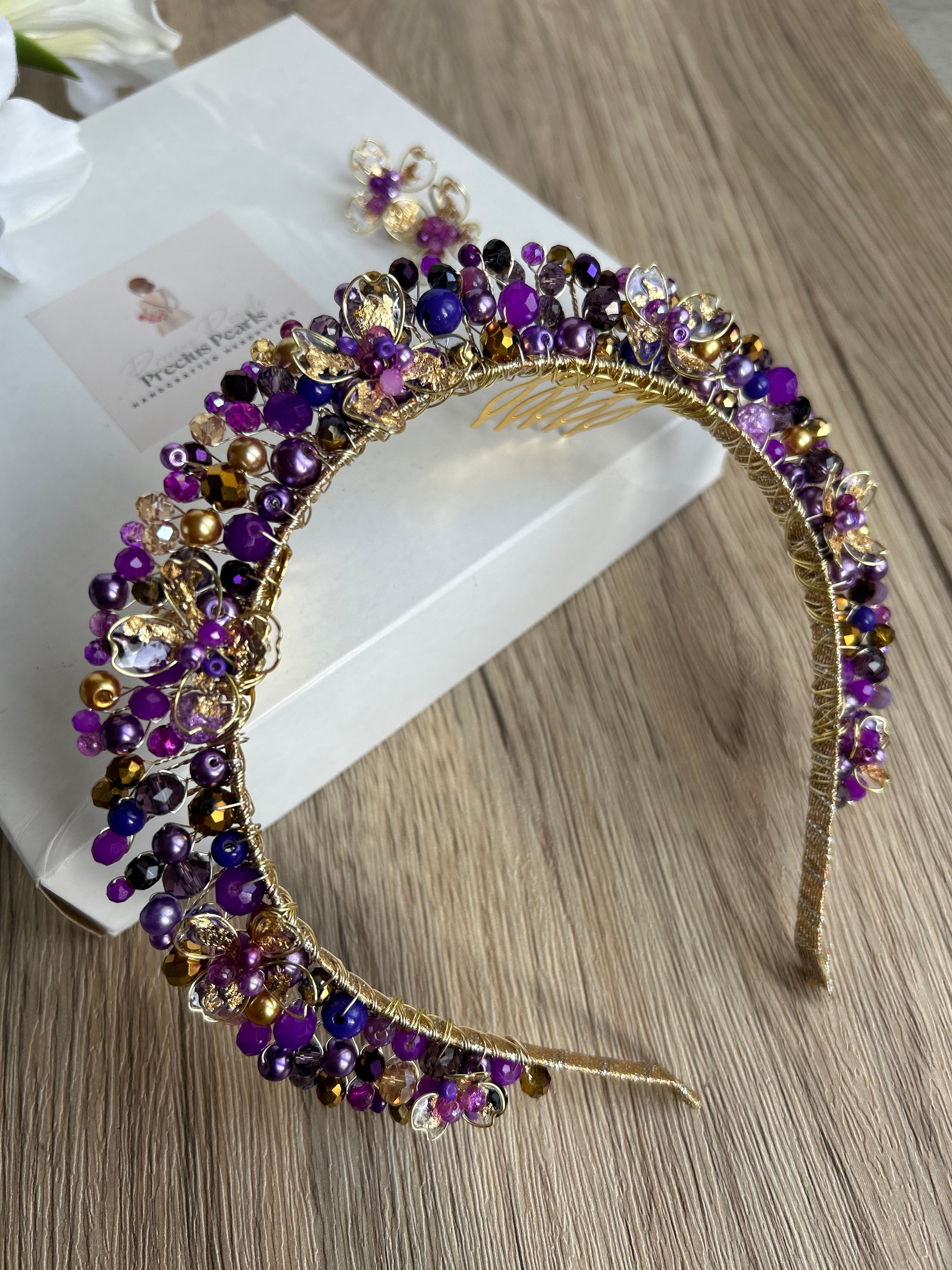 Stunning Purple and Gold flora crown Stunning Purple and Gold flora crown Precius pearls