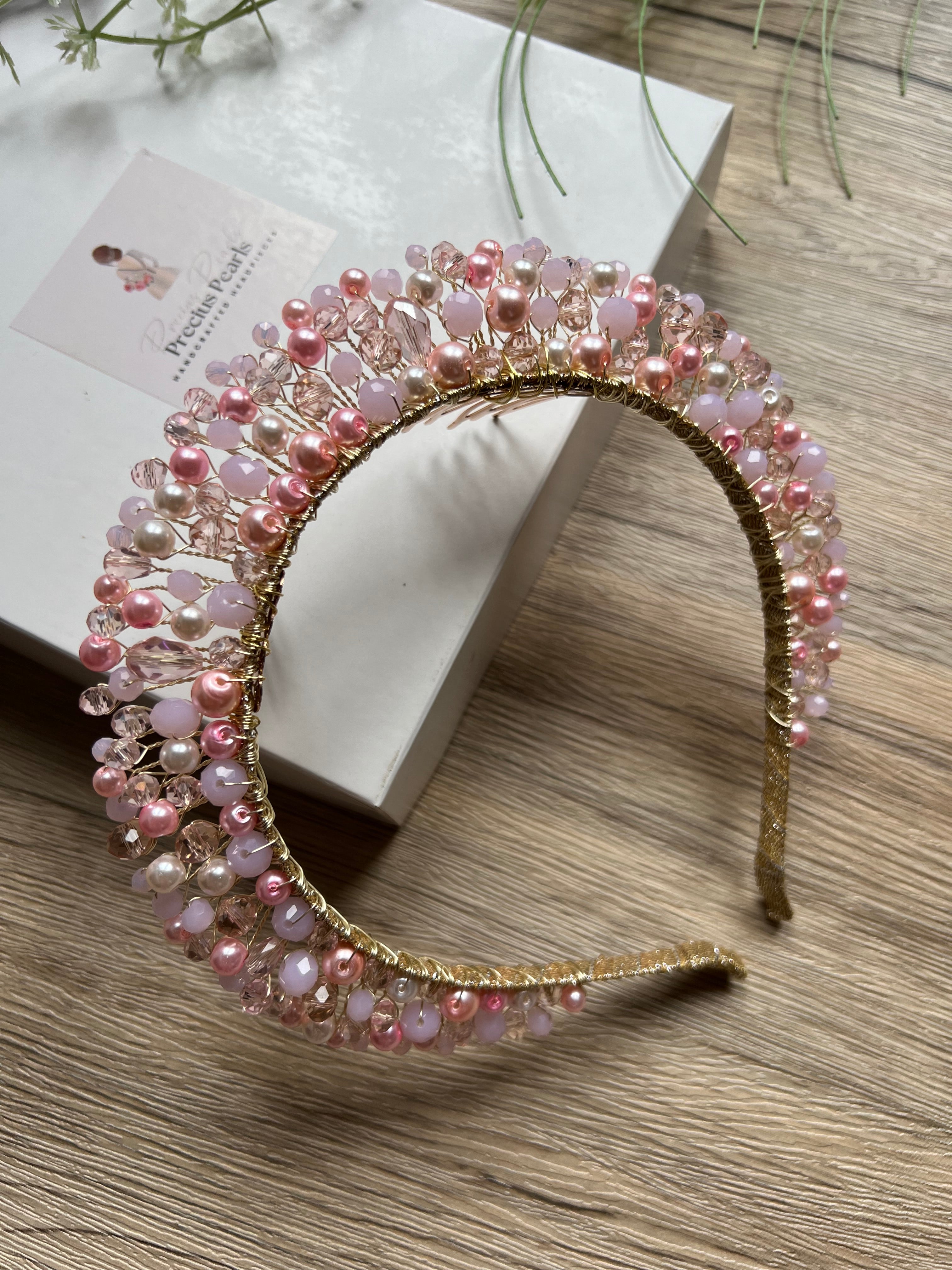 Pink Crystal Pearl crown Pink Crystal Pearl crown Precius pearls