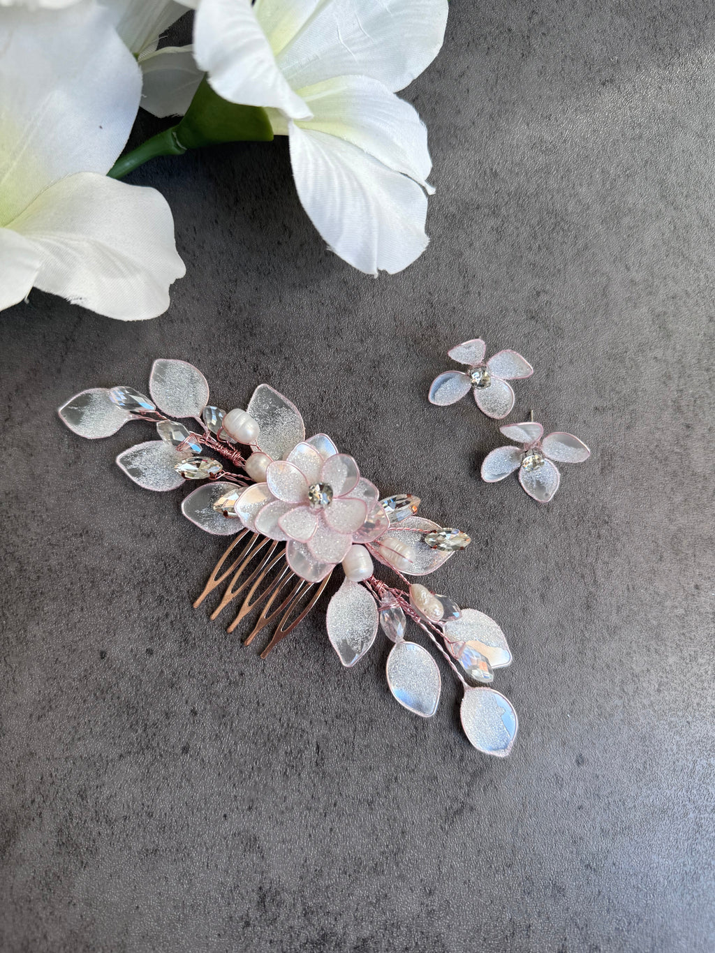 Rose Gold glitter comb Rose Gold glitter comb Precius pearls