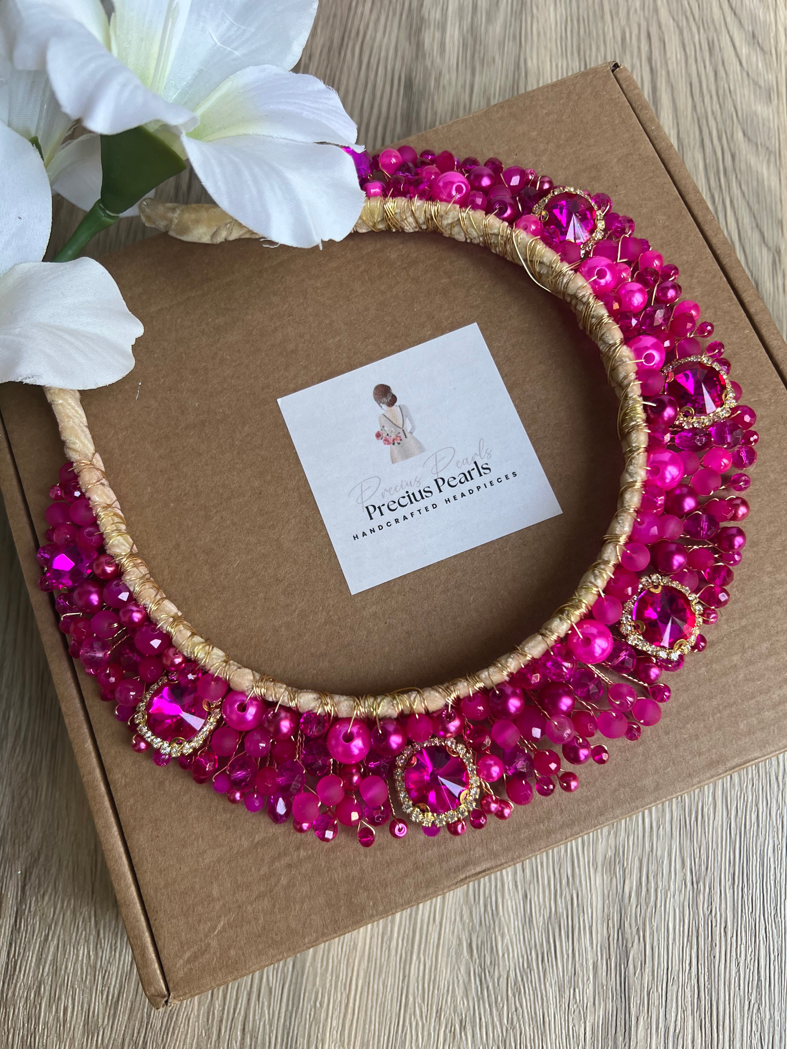 Fucshia Crystal Crown Fucshia Crystal Crown Precius pearls